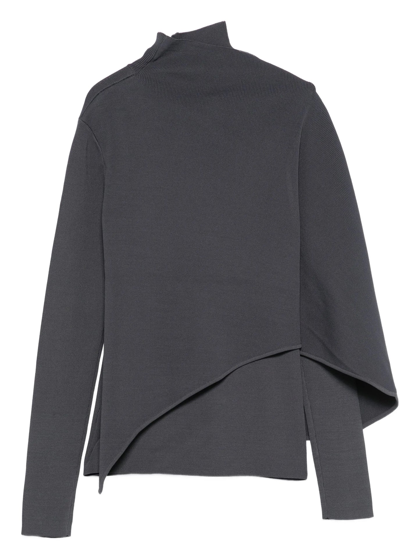 high-neck wrap sweater