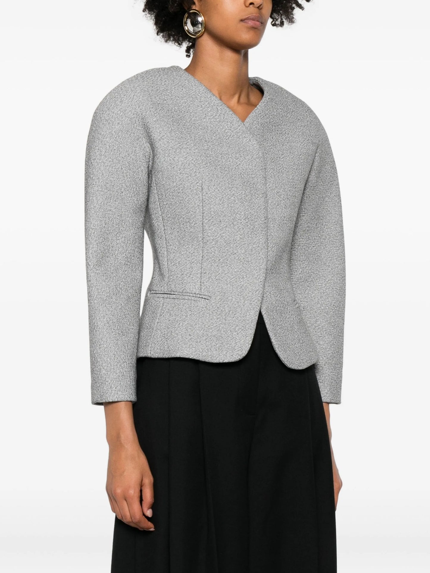 textured-fabric fitted jacket