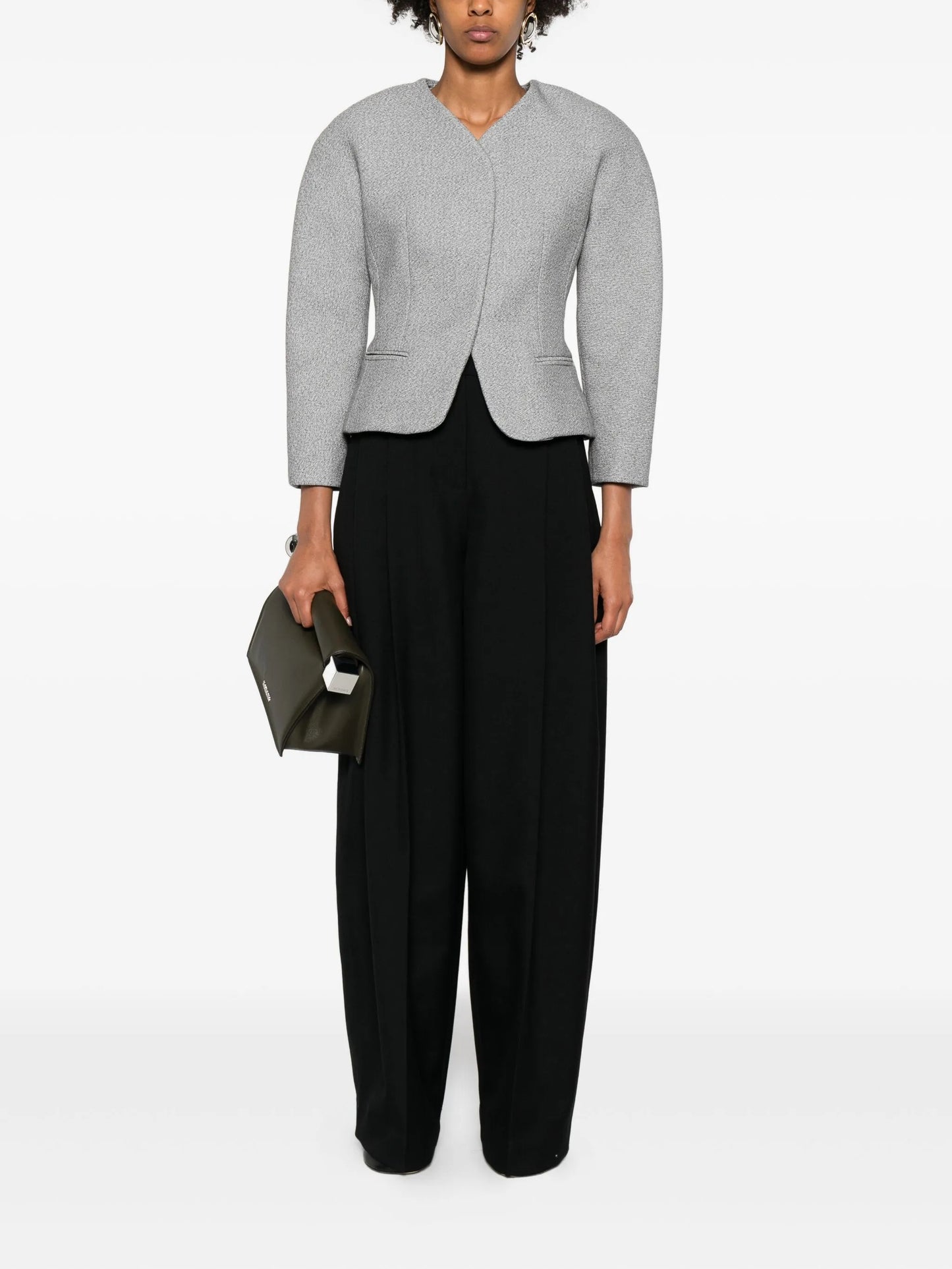 textured-fabric fitted jacket