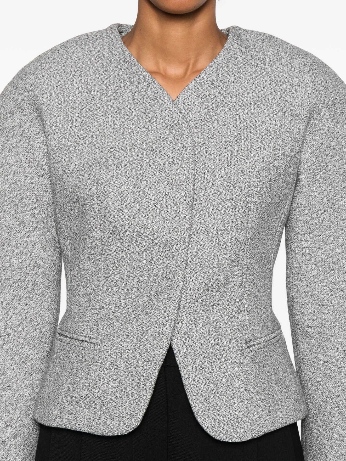 textured-fabric fitted jacket