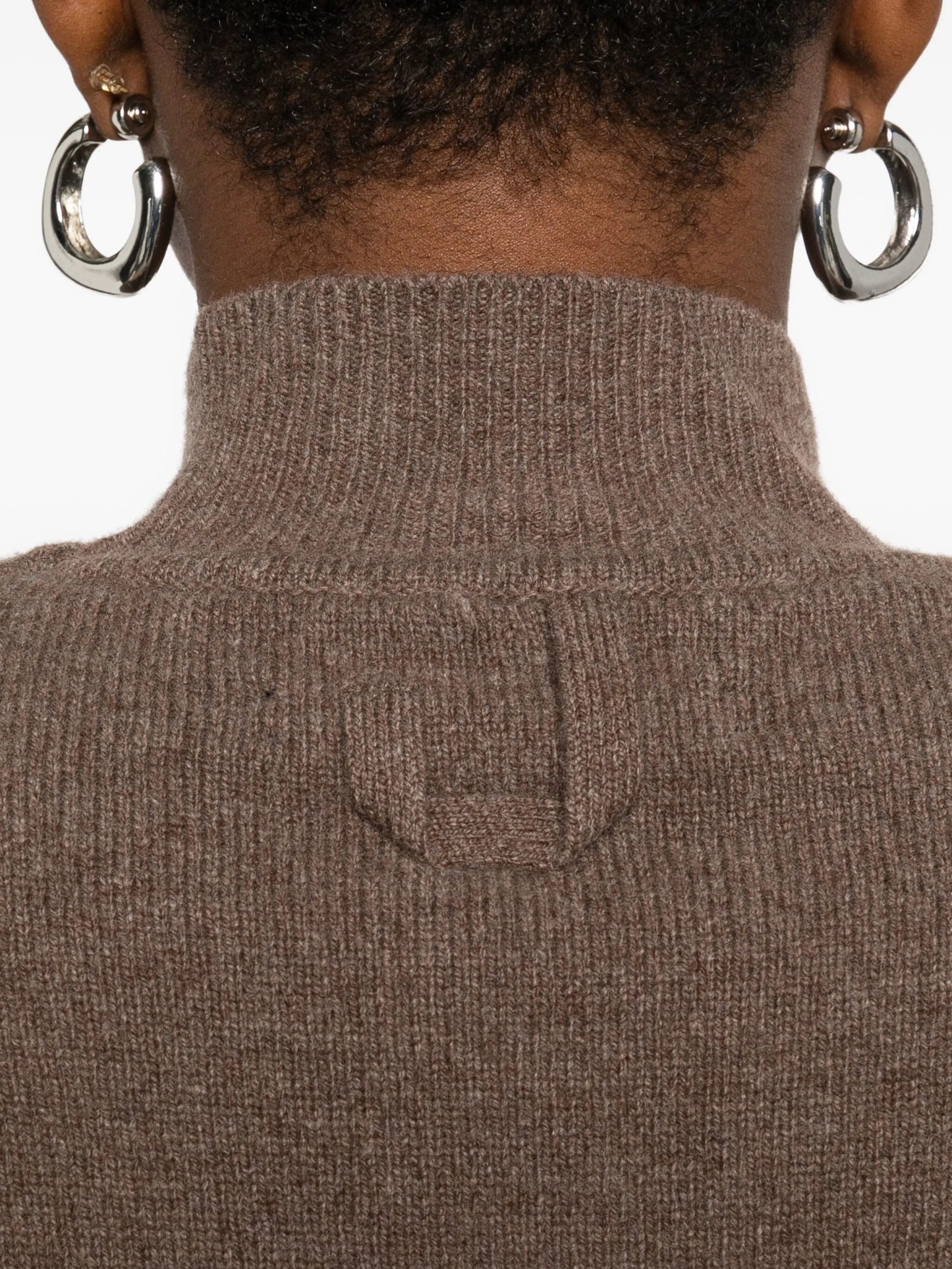 high-neck short-sleeve top