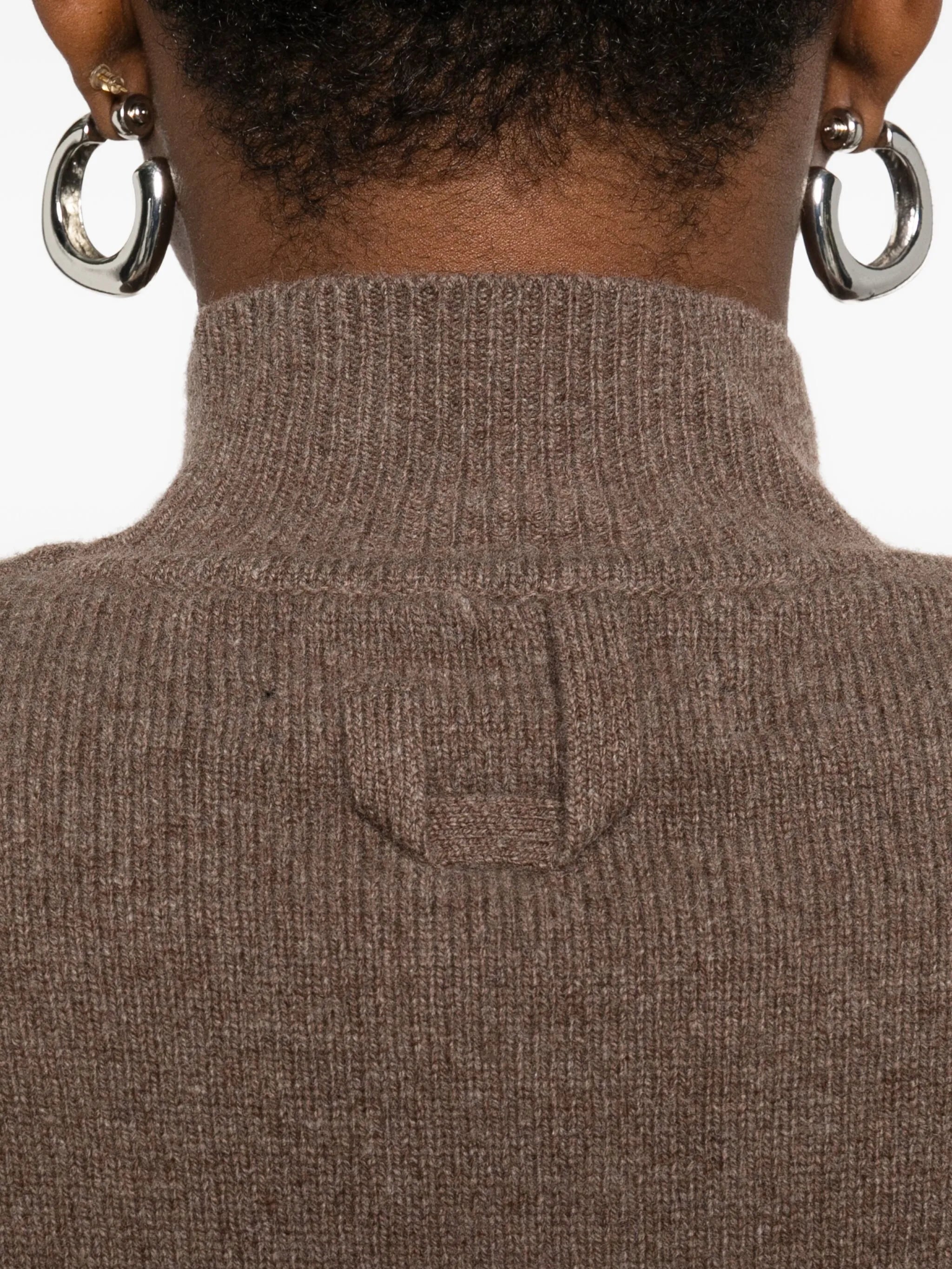 high-neck short-sleeve top