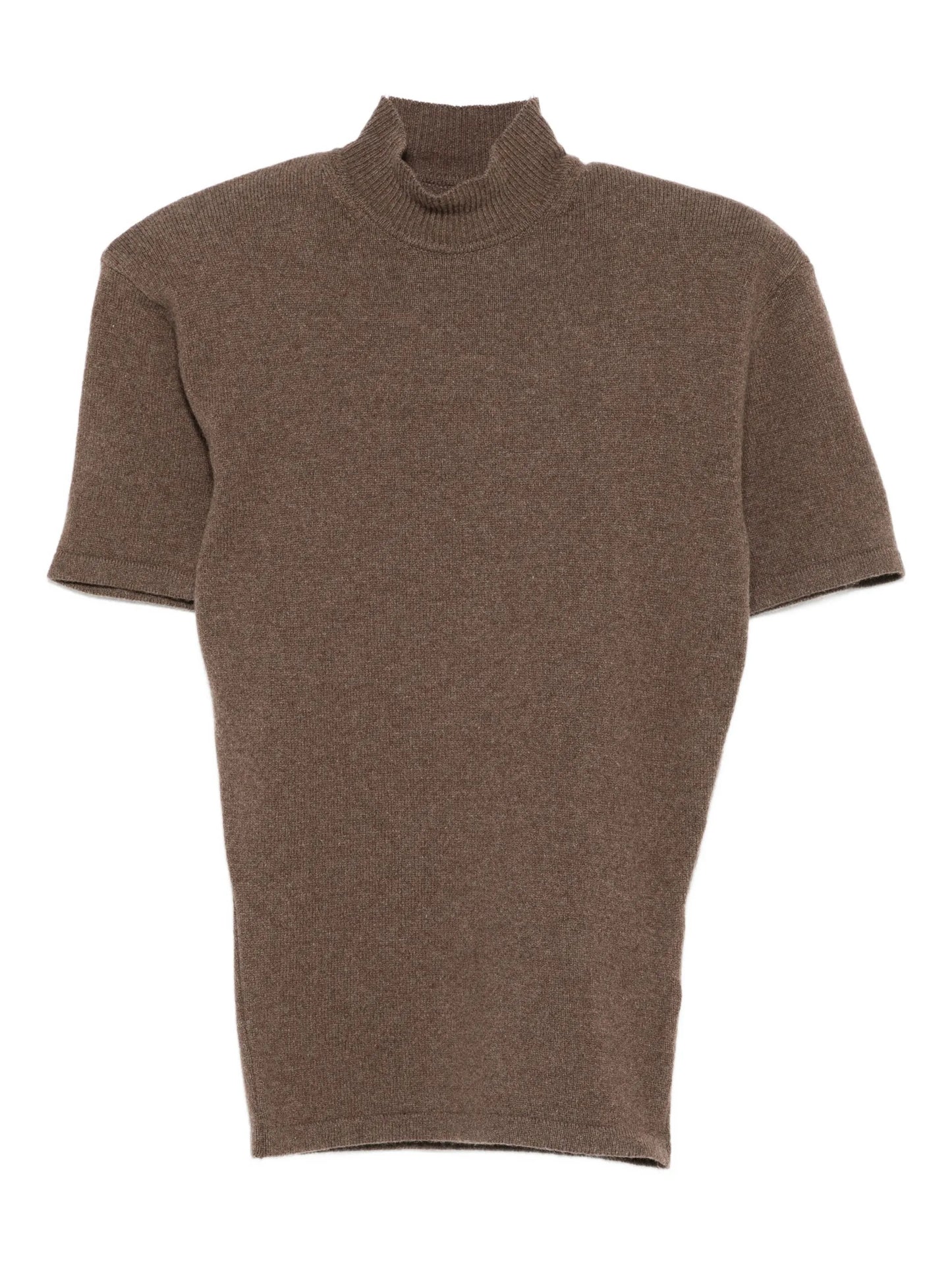 high-neck short-sleeve top