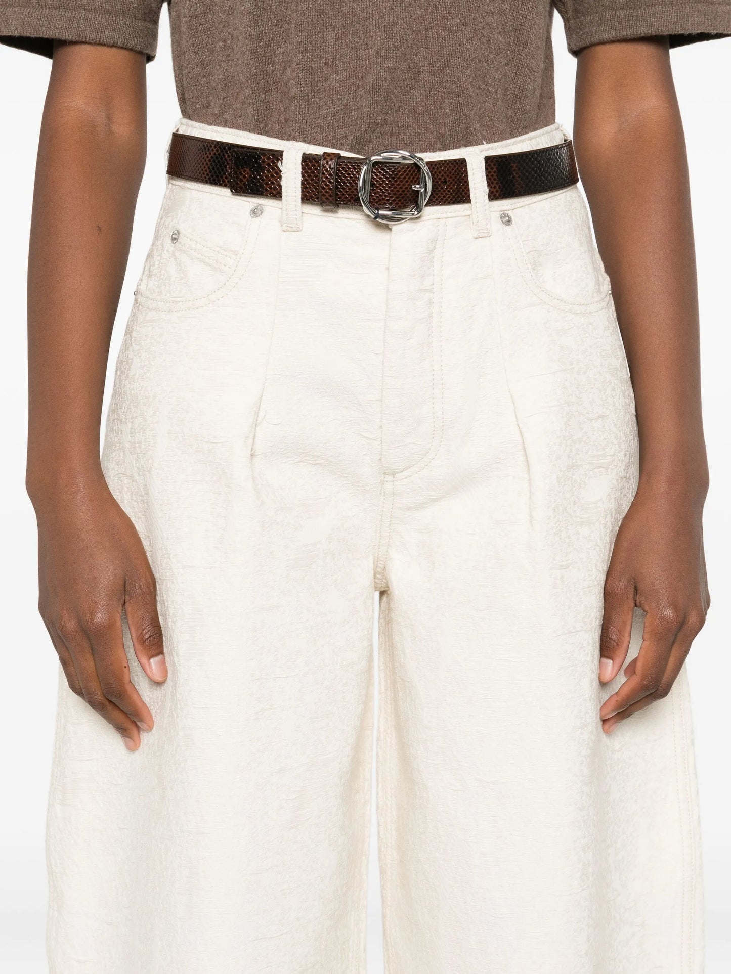 Ovalo de-Nîmes contrast-stitch wide-leg jeans