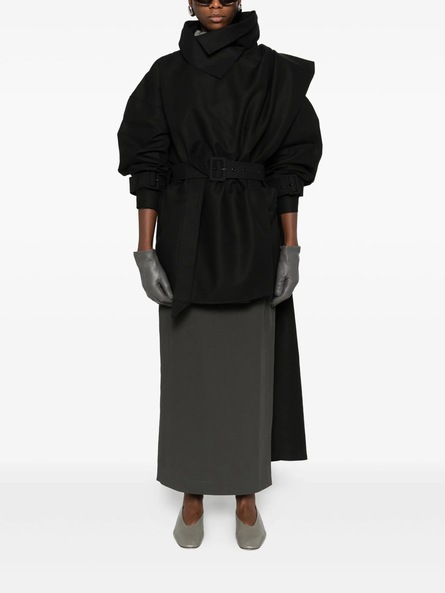 belted cape coat