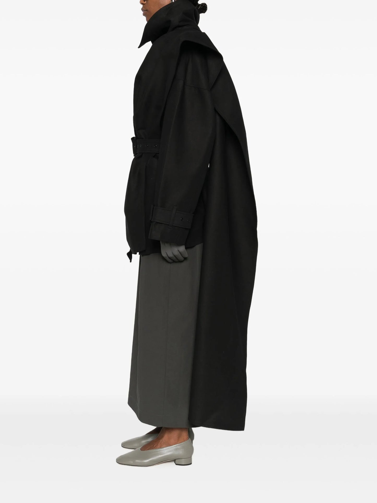 belted cape coat