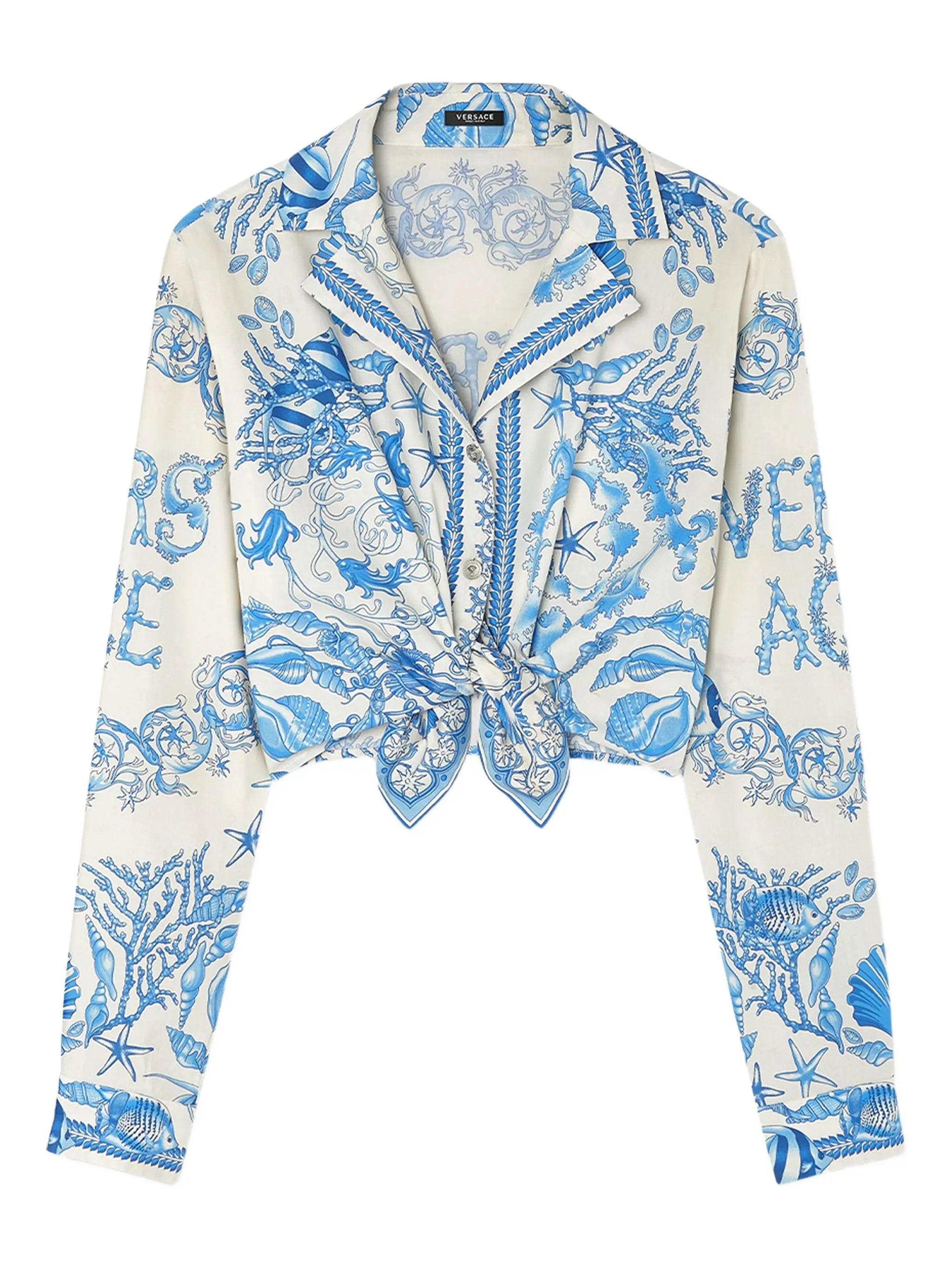 Underwater Barocco knotted cropped shirt