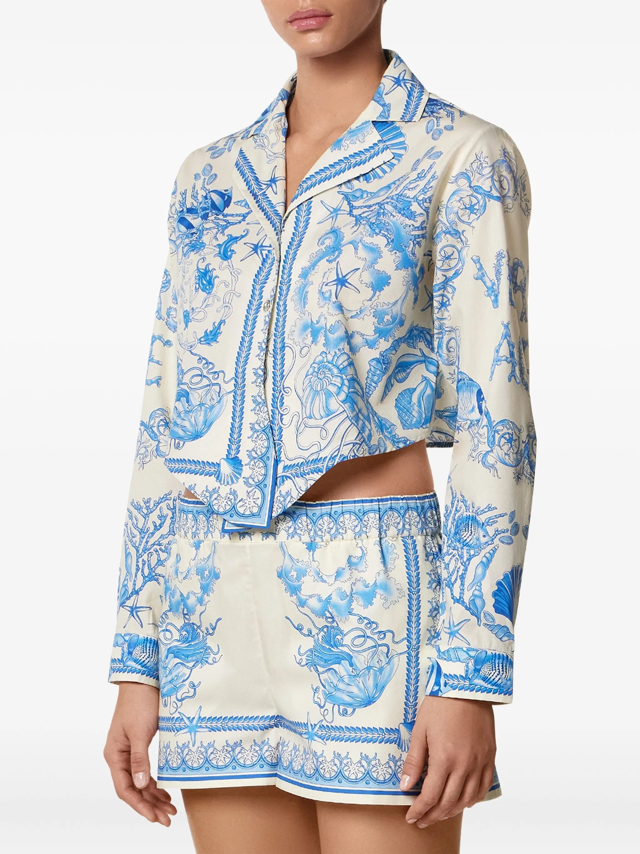 Underwater Barocco knotted cropped shirt