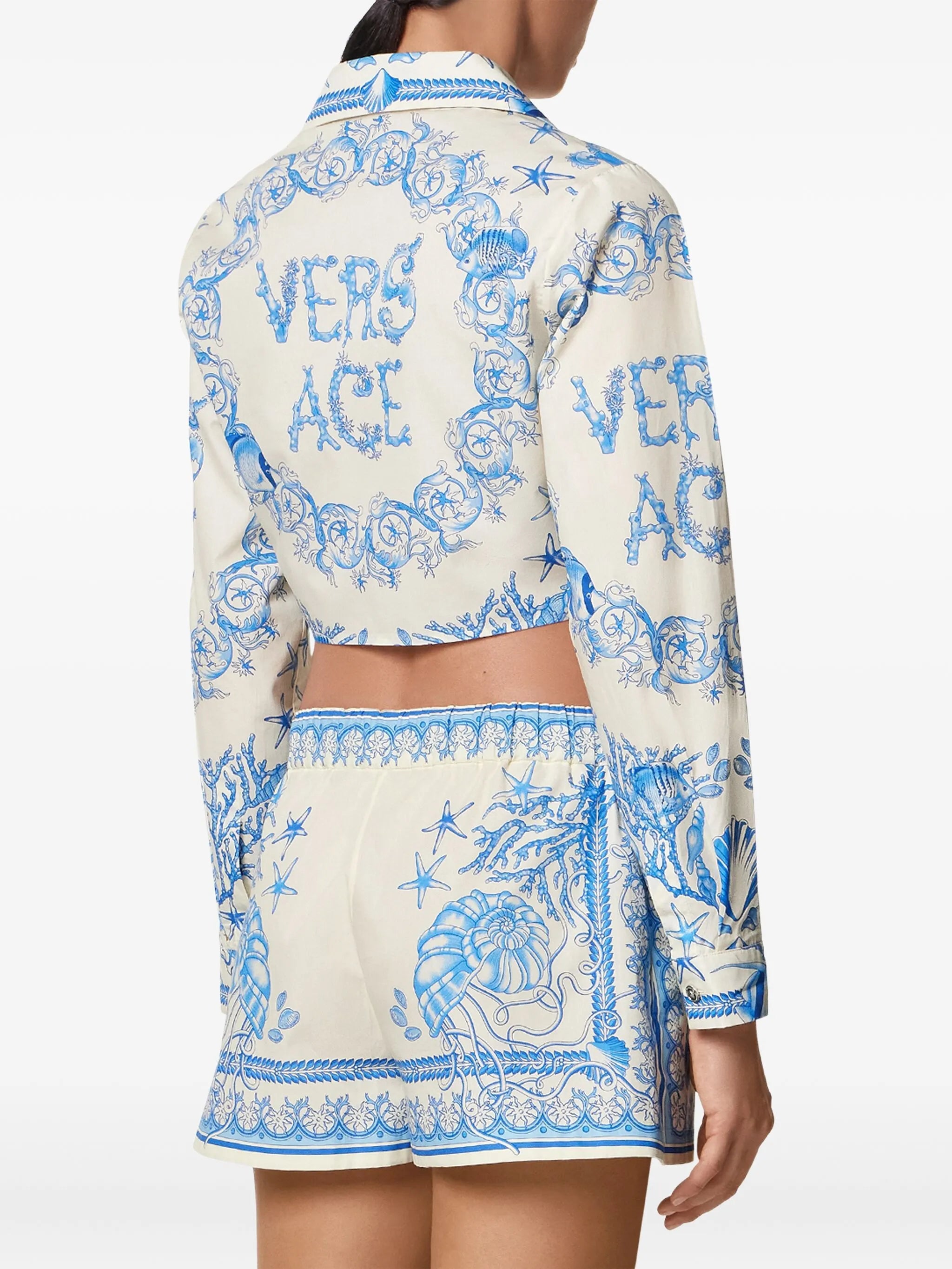 Underwater Barocco knotted cropped shirt