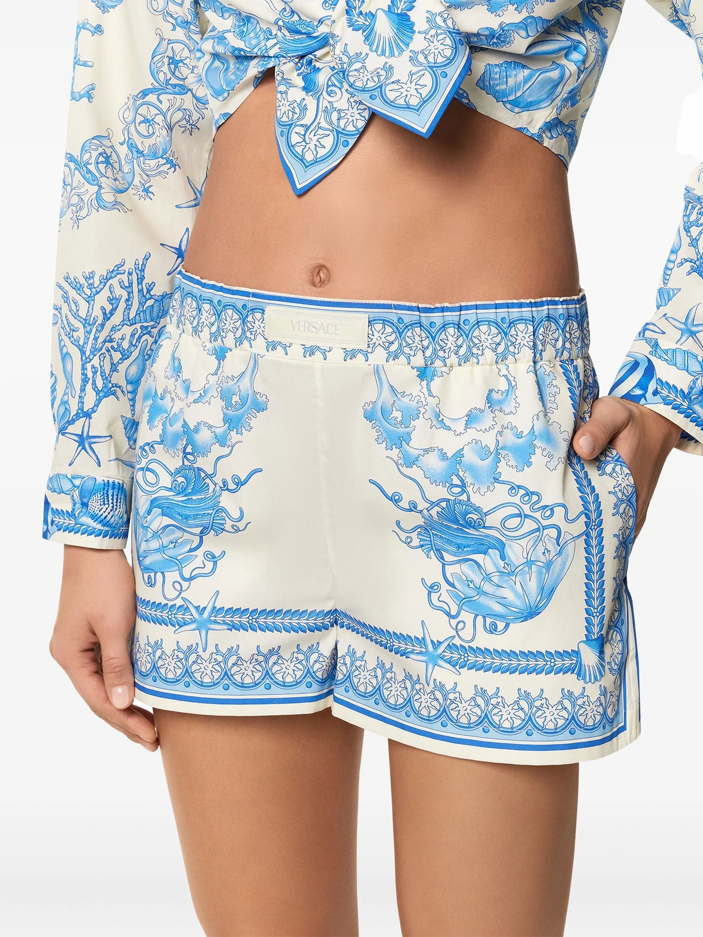Underwater Barocco cotton shorts