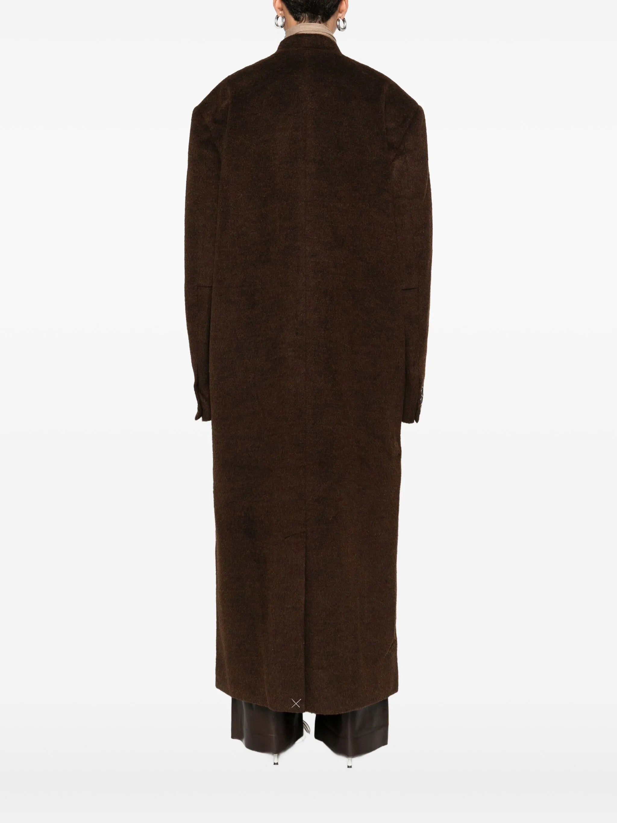 Mute button-front overcoat