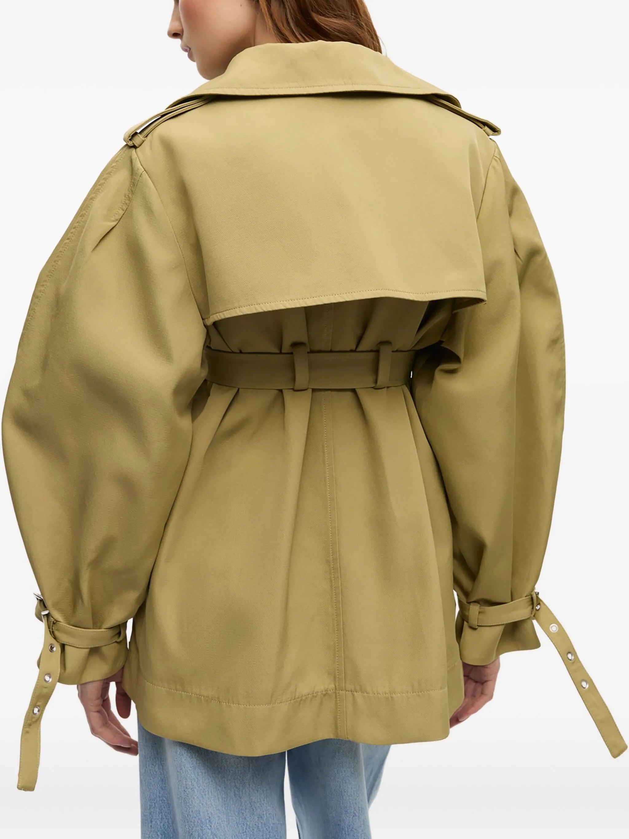 balloon-sleeve trench coat