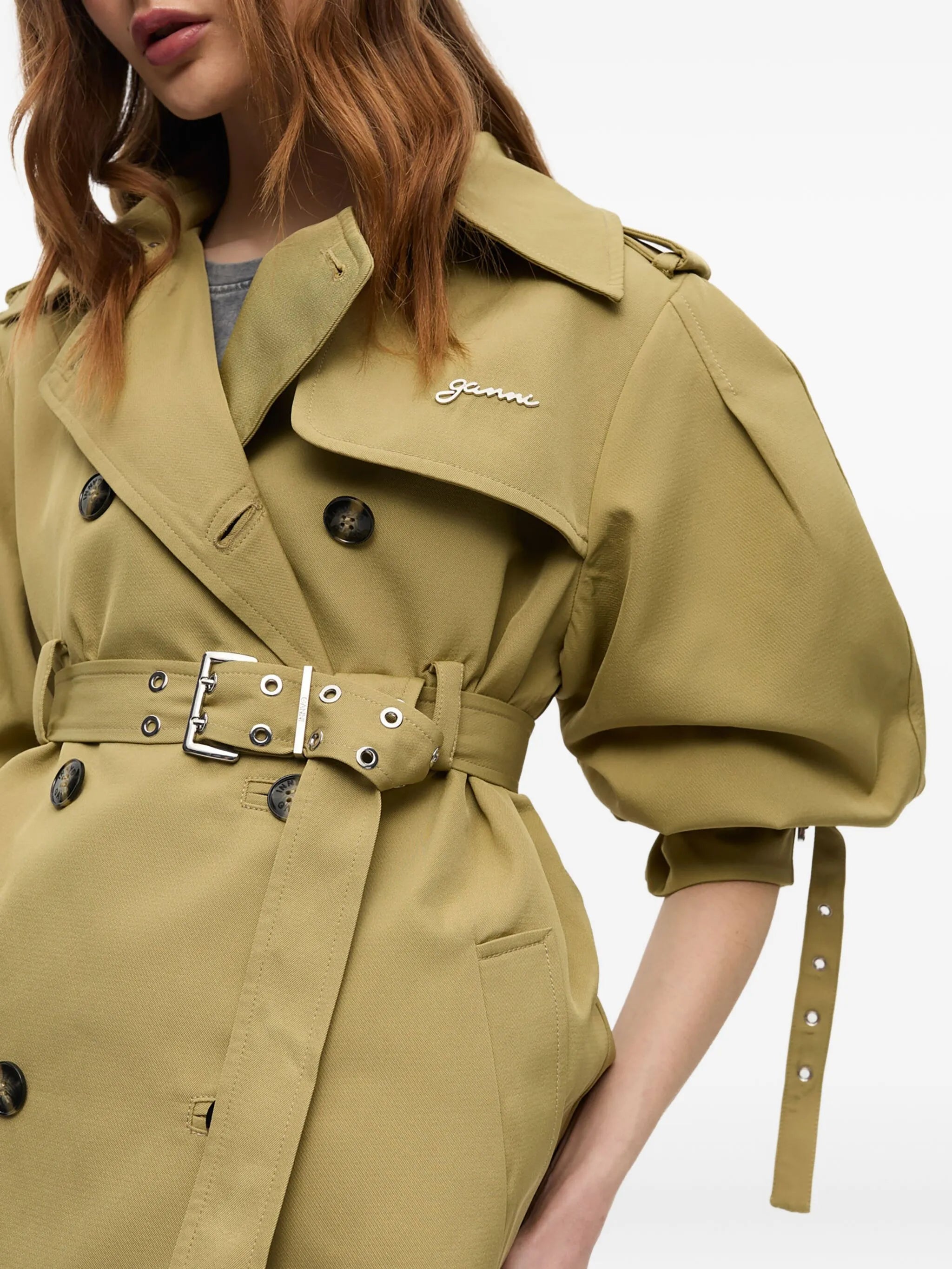 balloon-sleeve trench coat