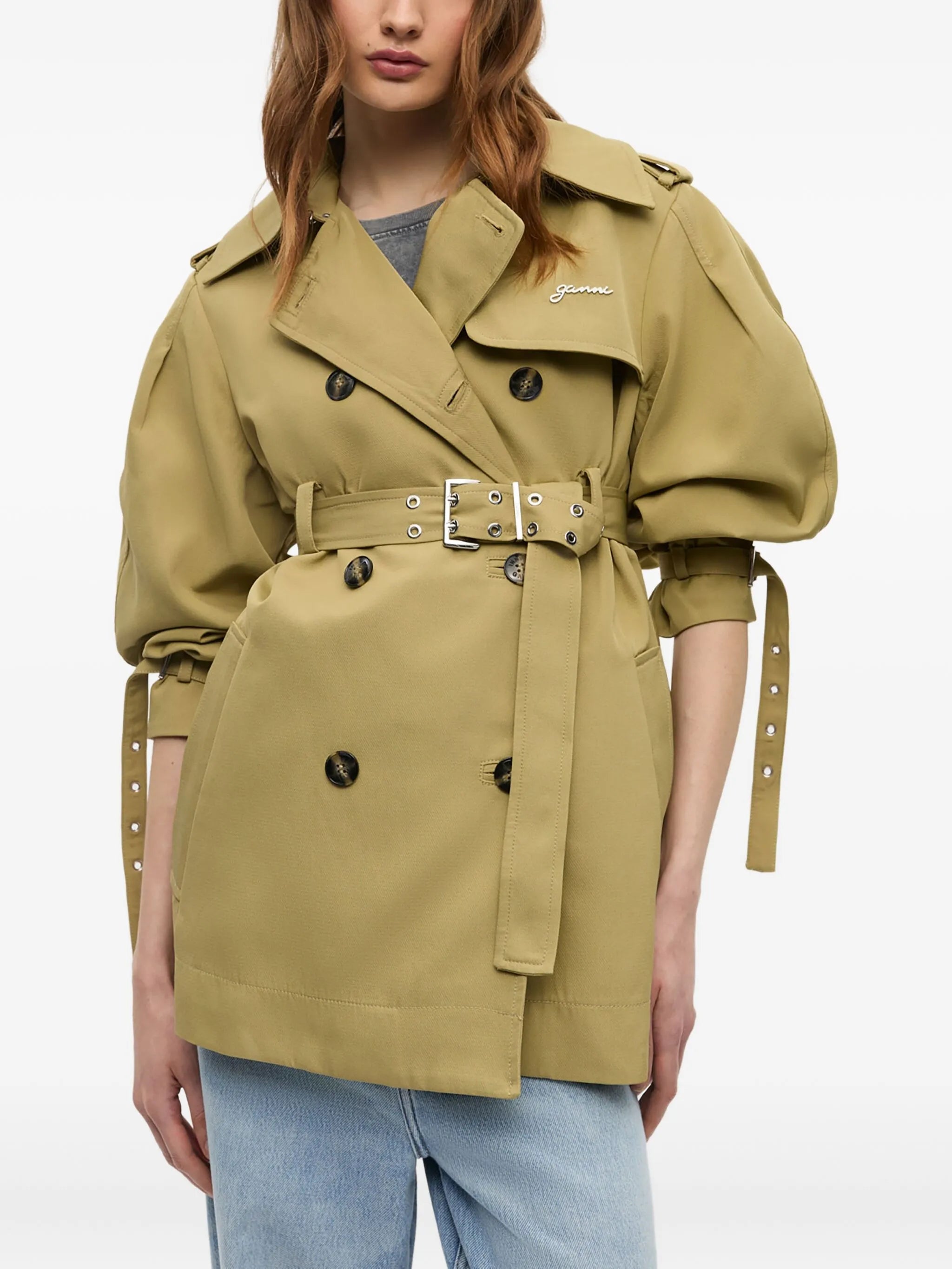 balloon-sleeve trench coat