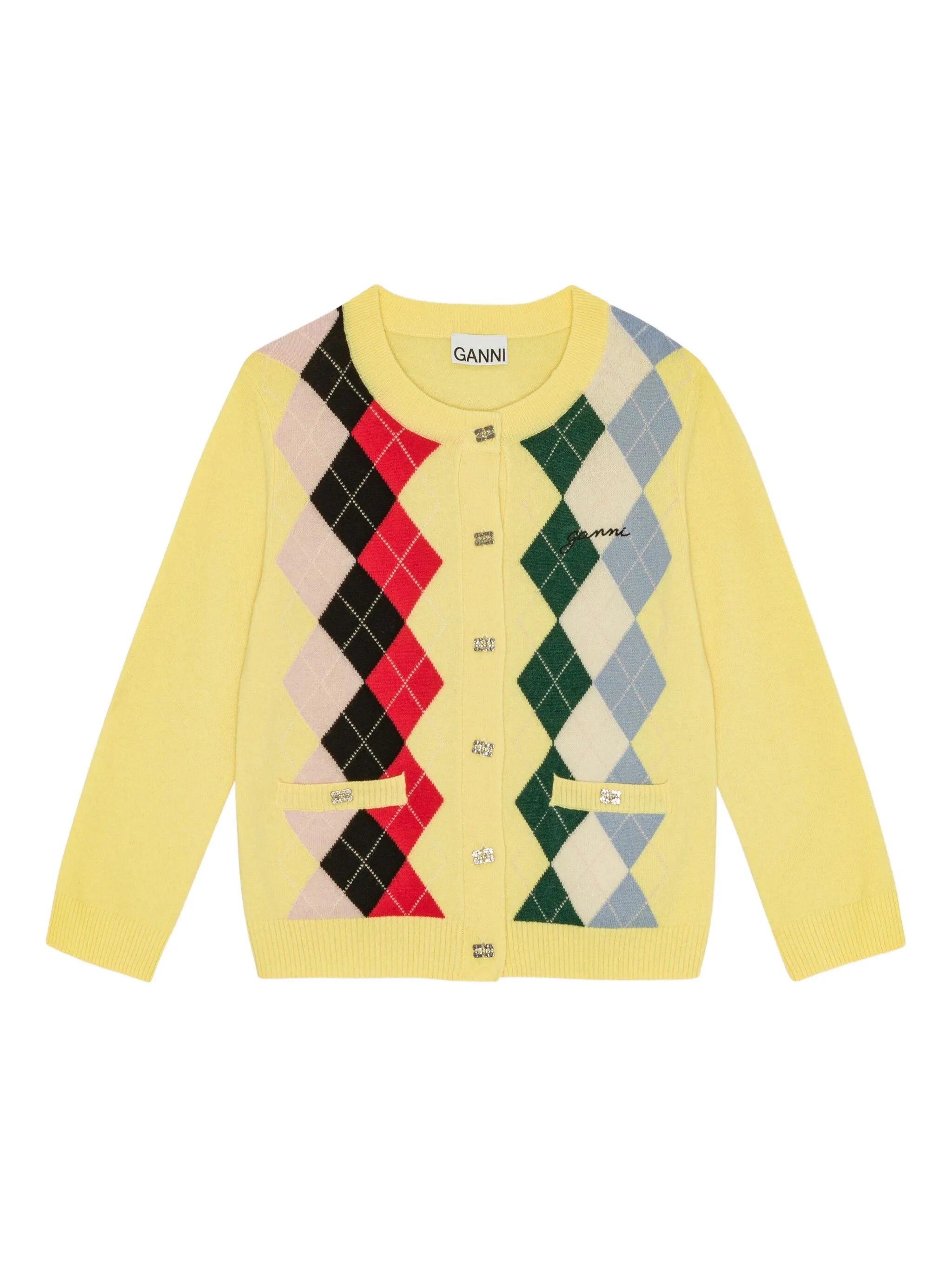 argyle-pattern cardigan