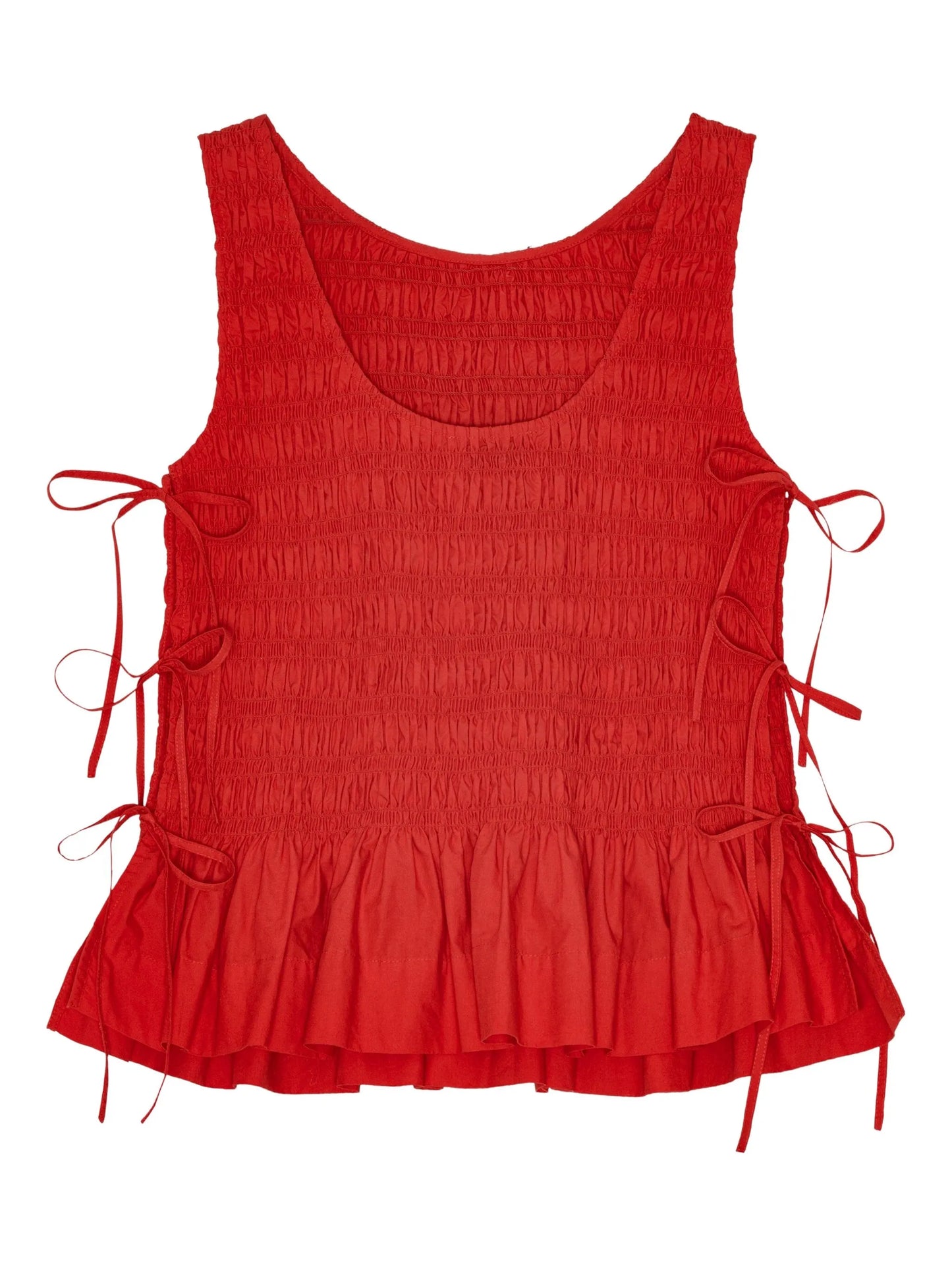 smocked tie-fastening top