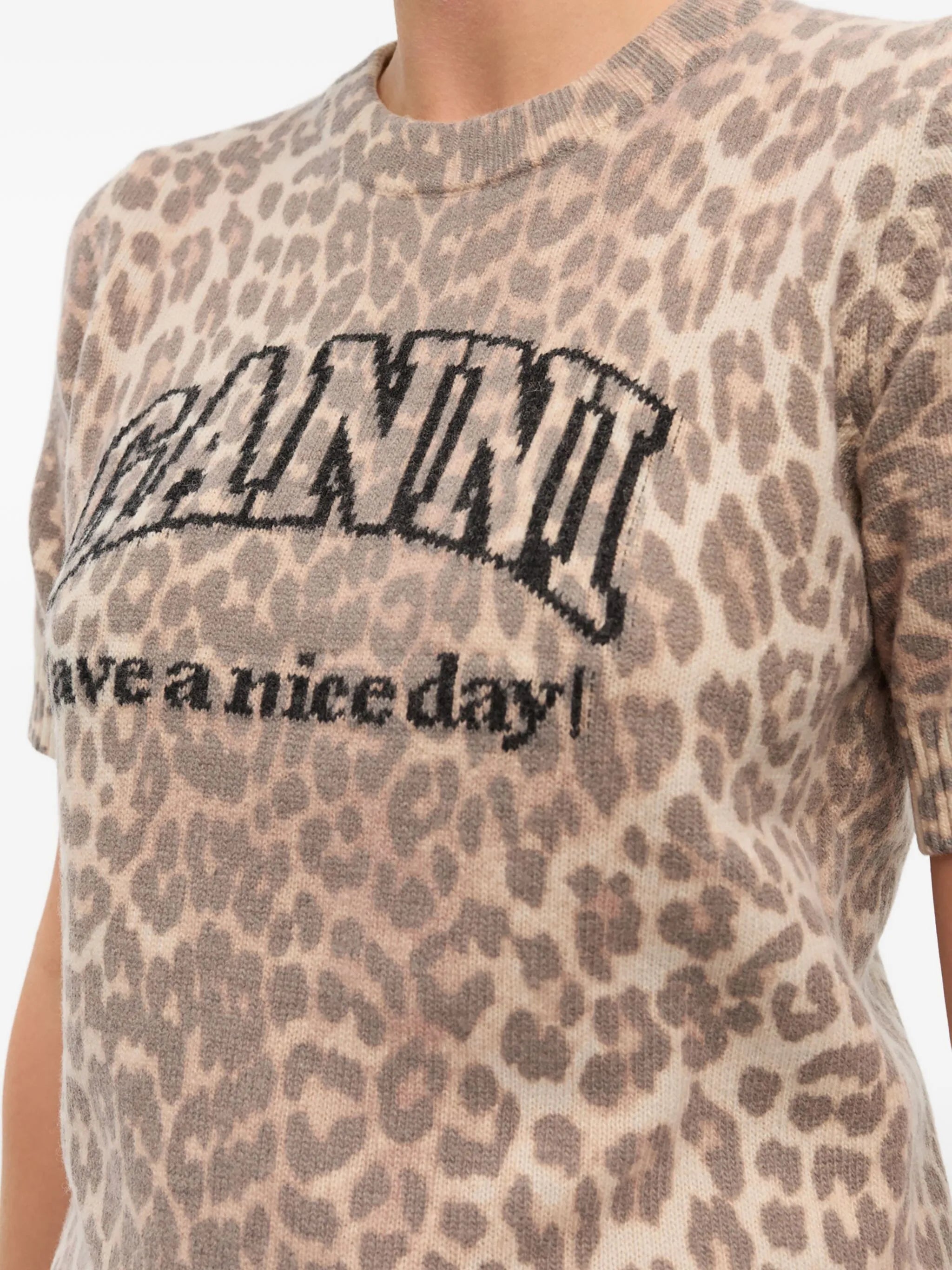 intarsia-knit logo T-shirt