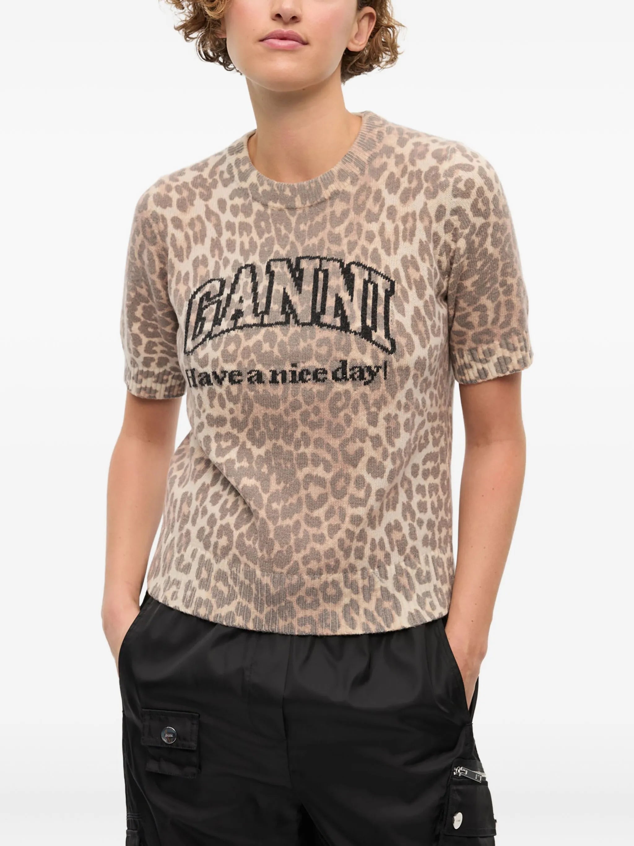 intarsia-knit logo T-shirt