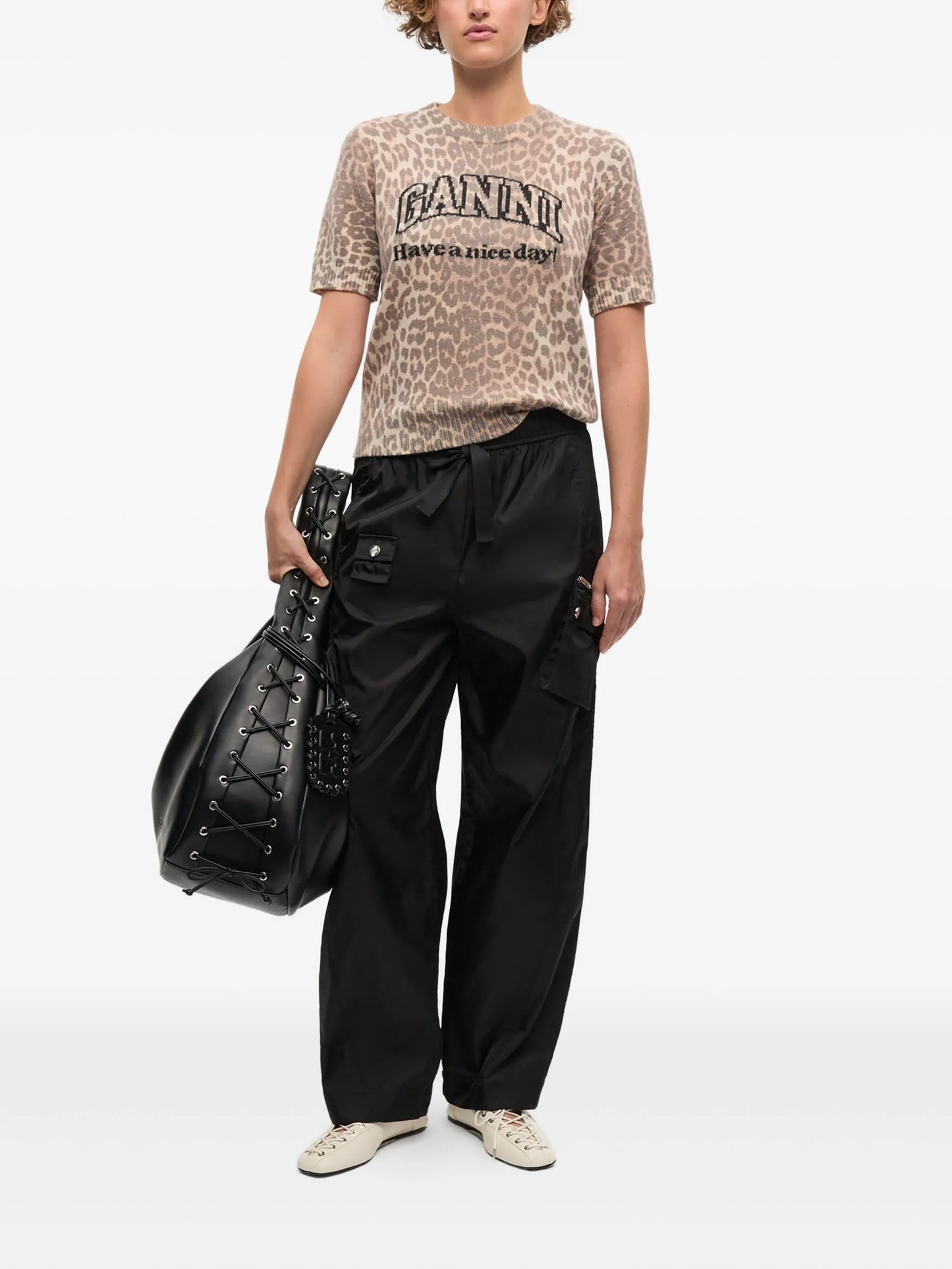 intarsia-knit logo T-shirt