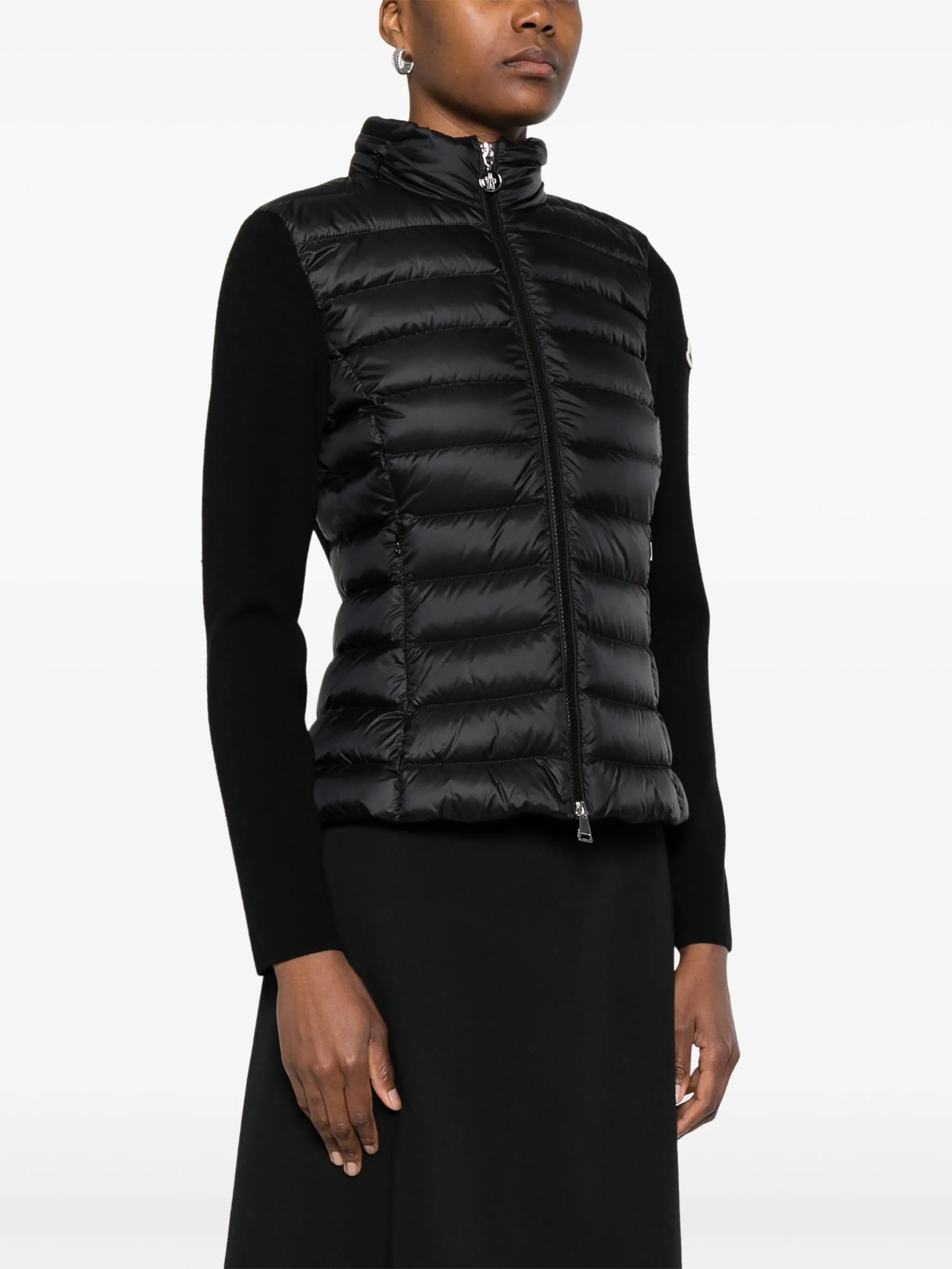padded zip-up cardigan