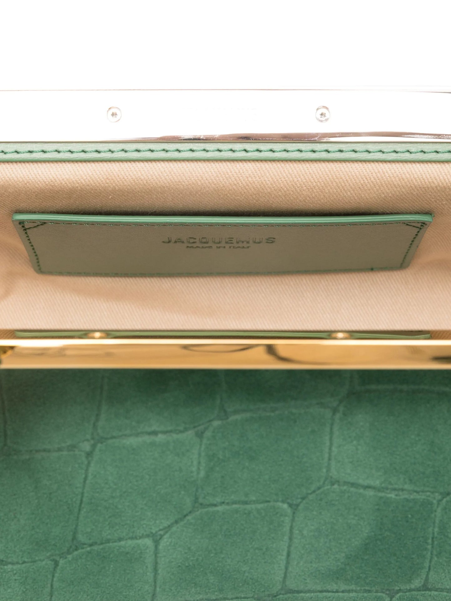 crocodile-effect clasp clutch bag