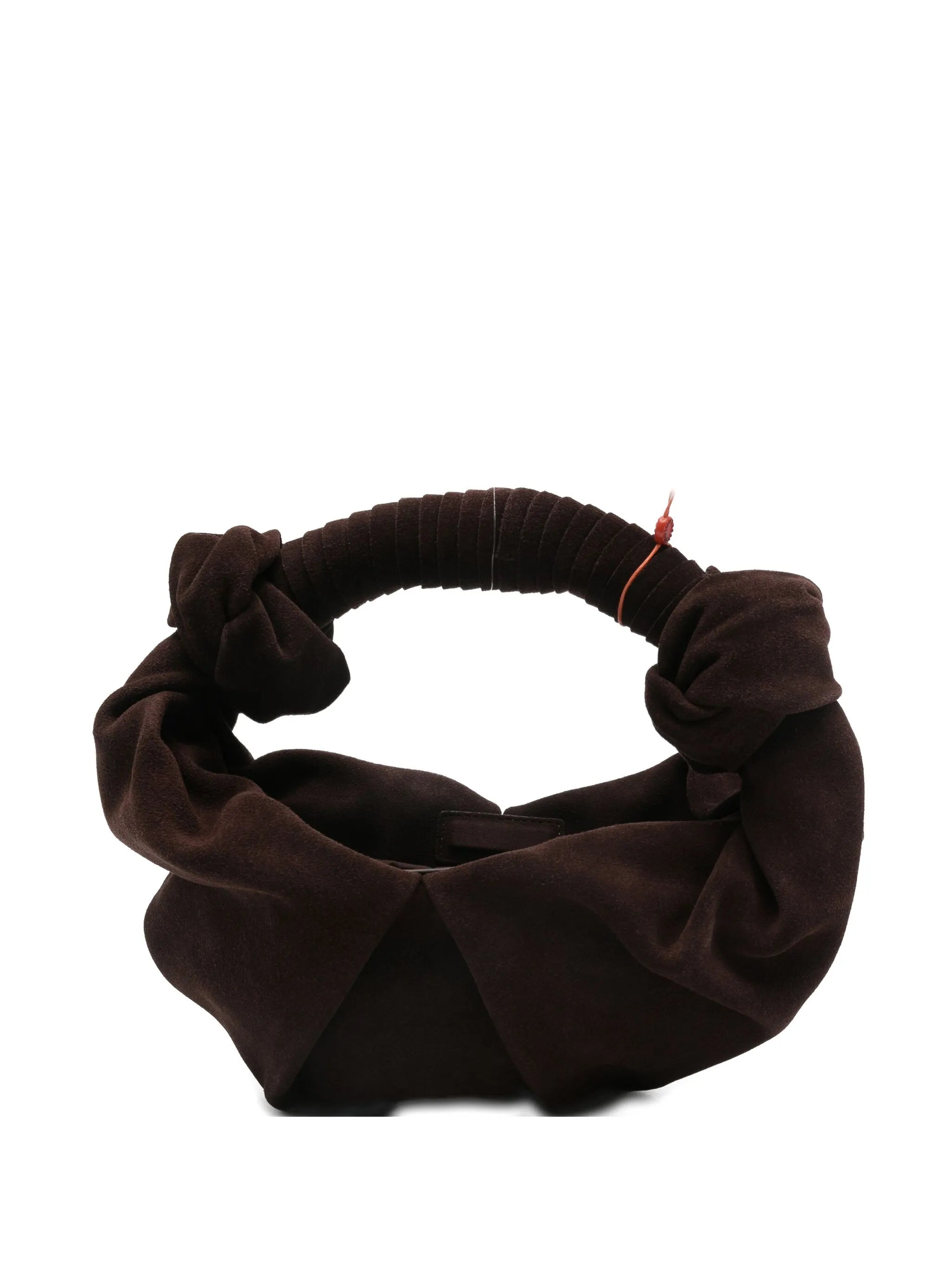 knotted suede bucket bag