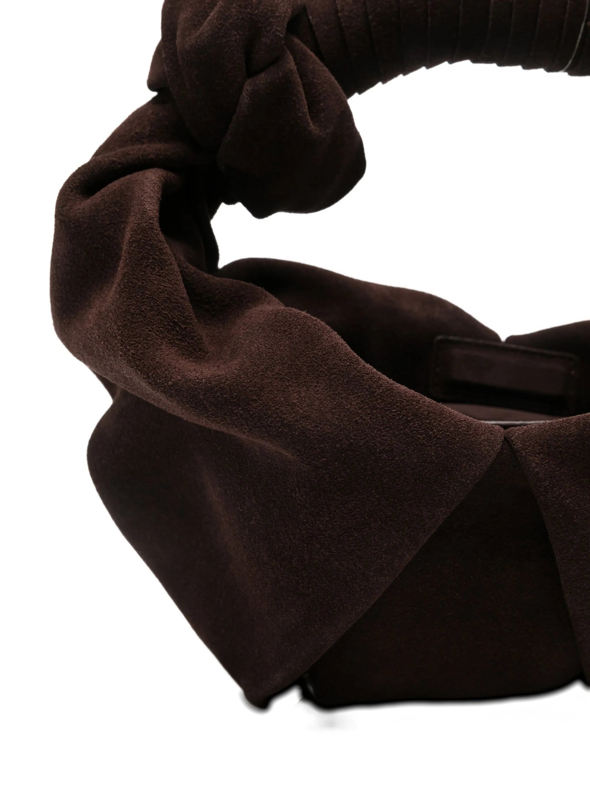 knotted suede bucket bag