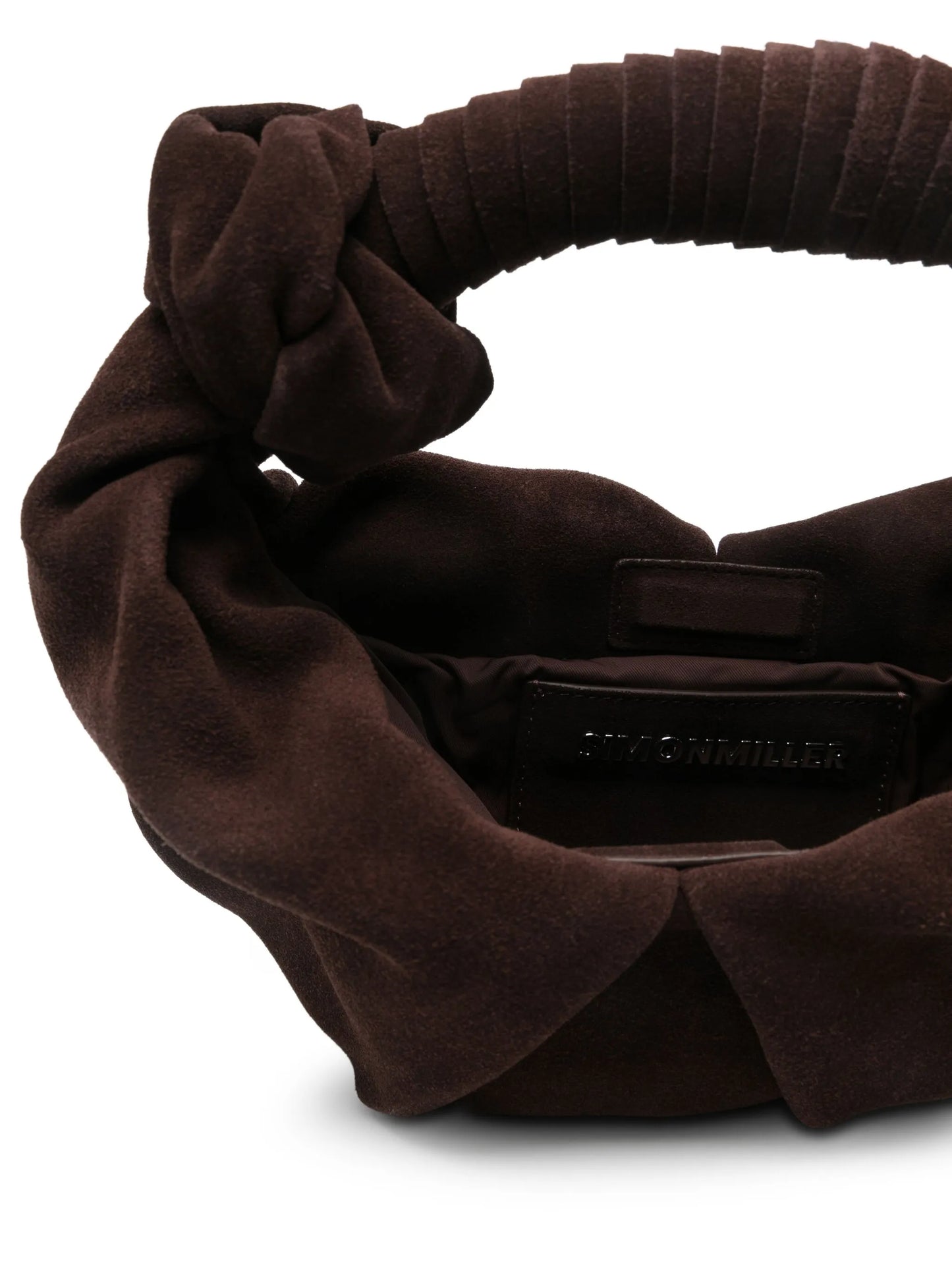 knotted suede bucket bag