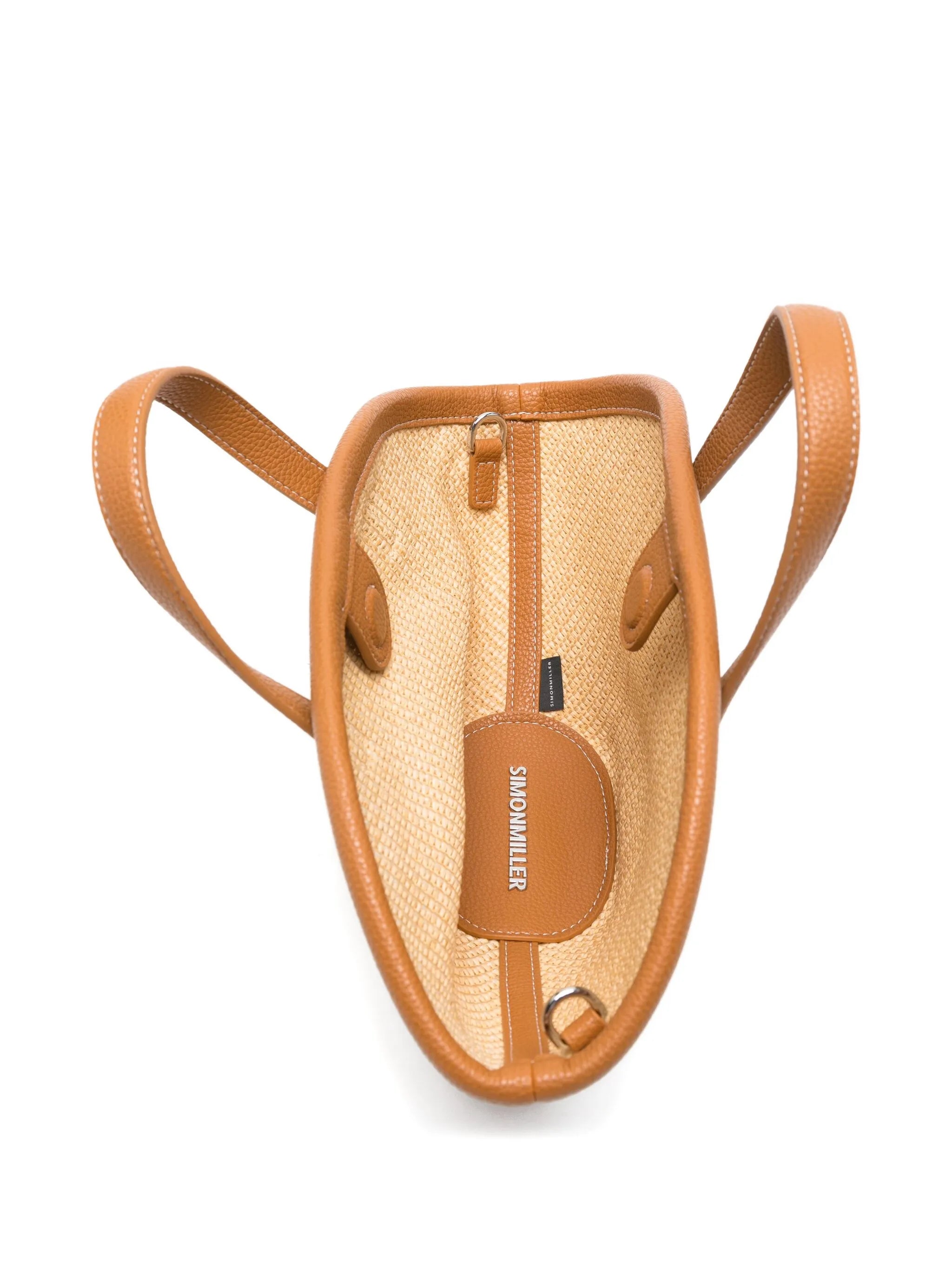 raffia leather-trimmed tote bag