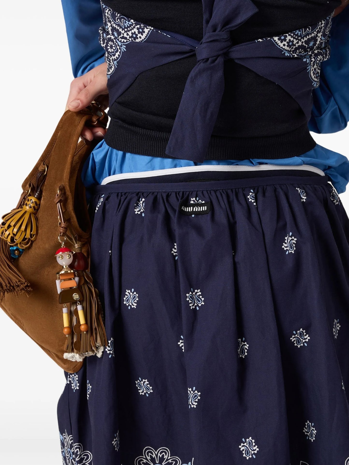 Cornflower slubbed poplin skirt