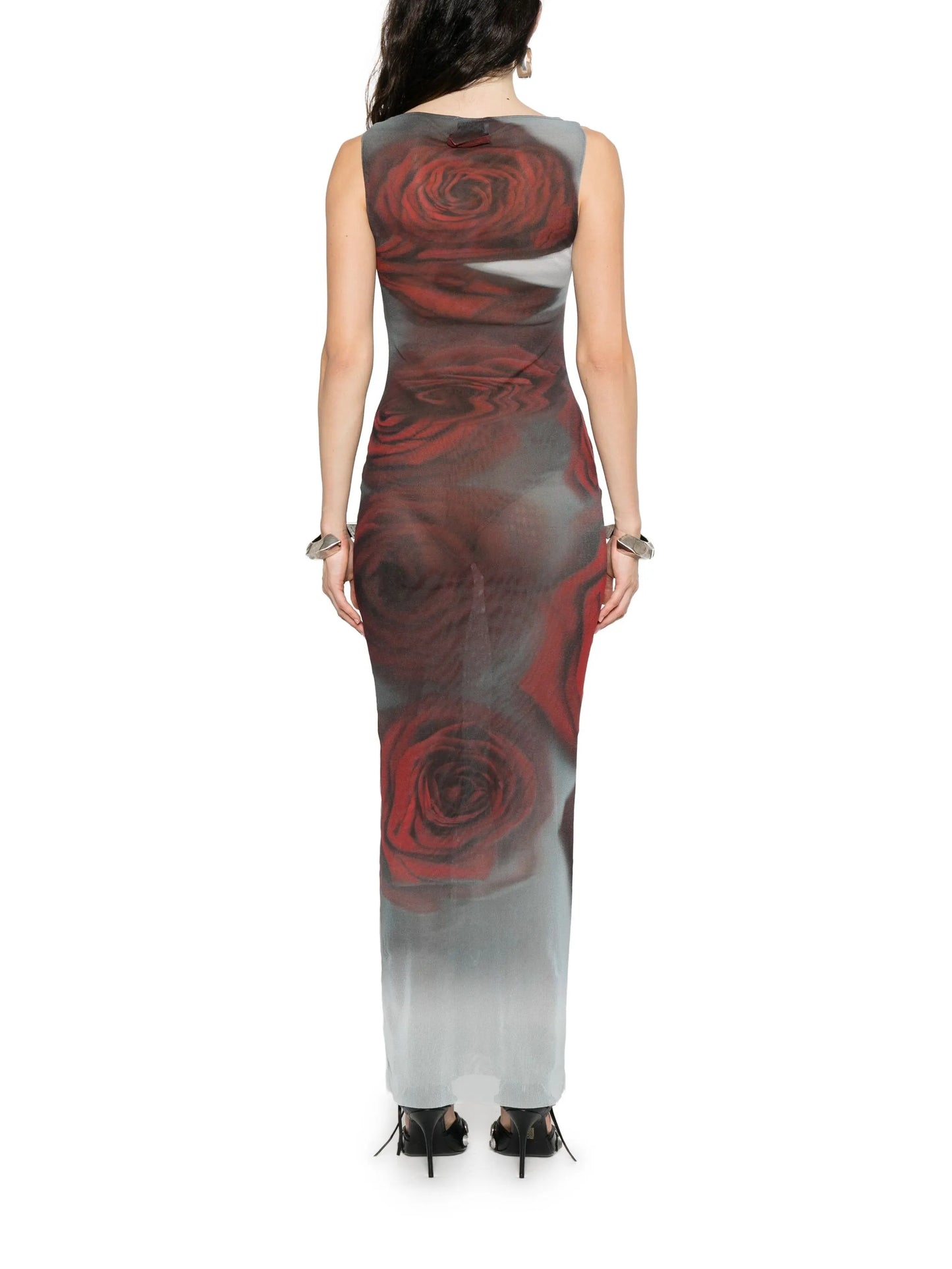 rose-print midi dress