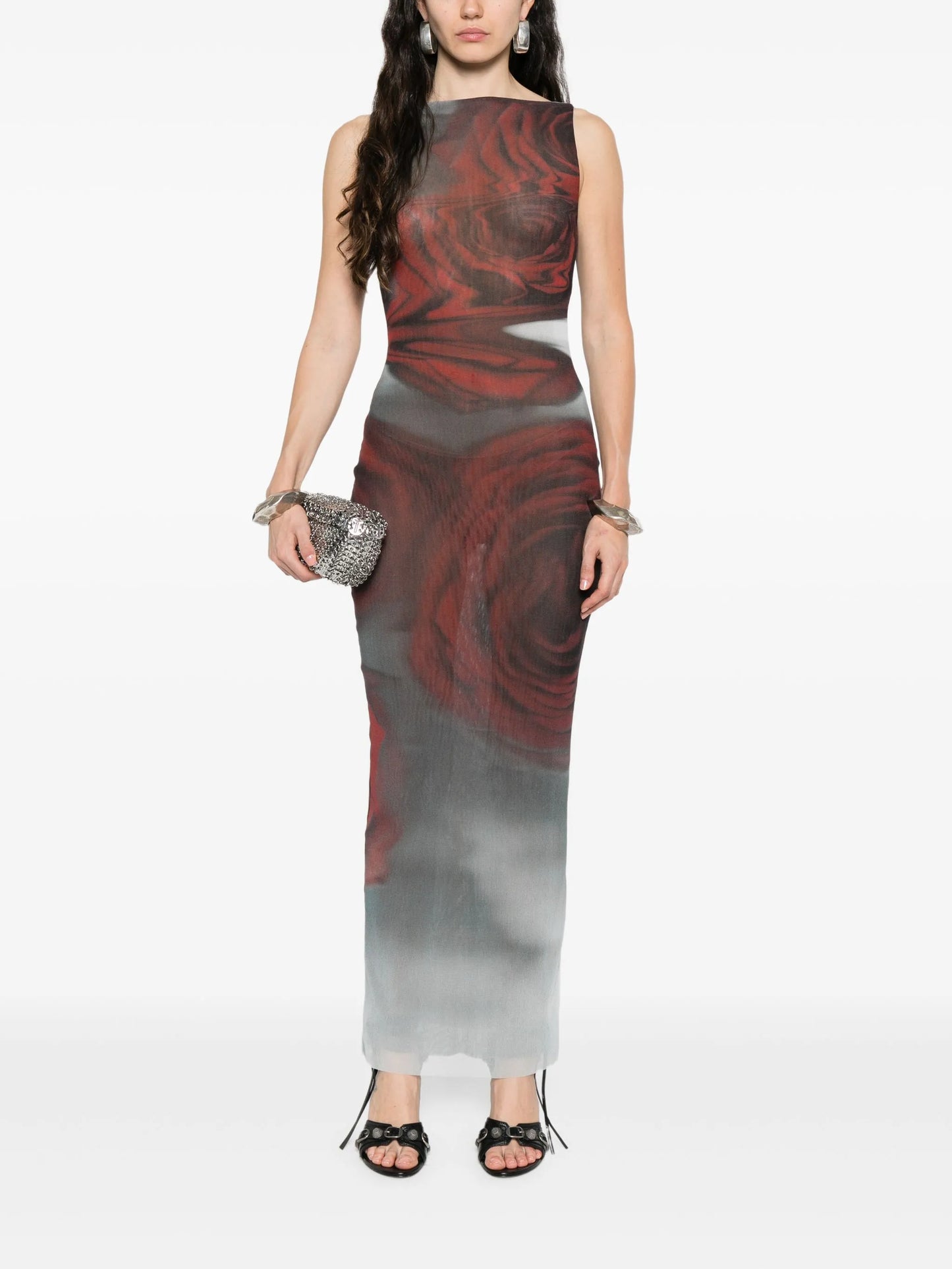 rose-print midi dress