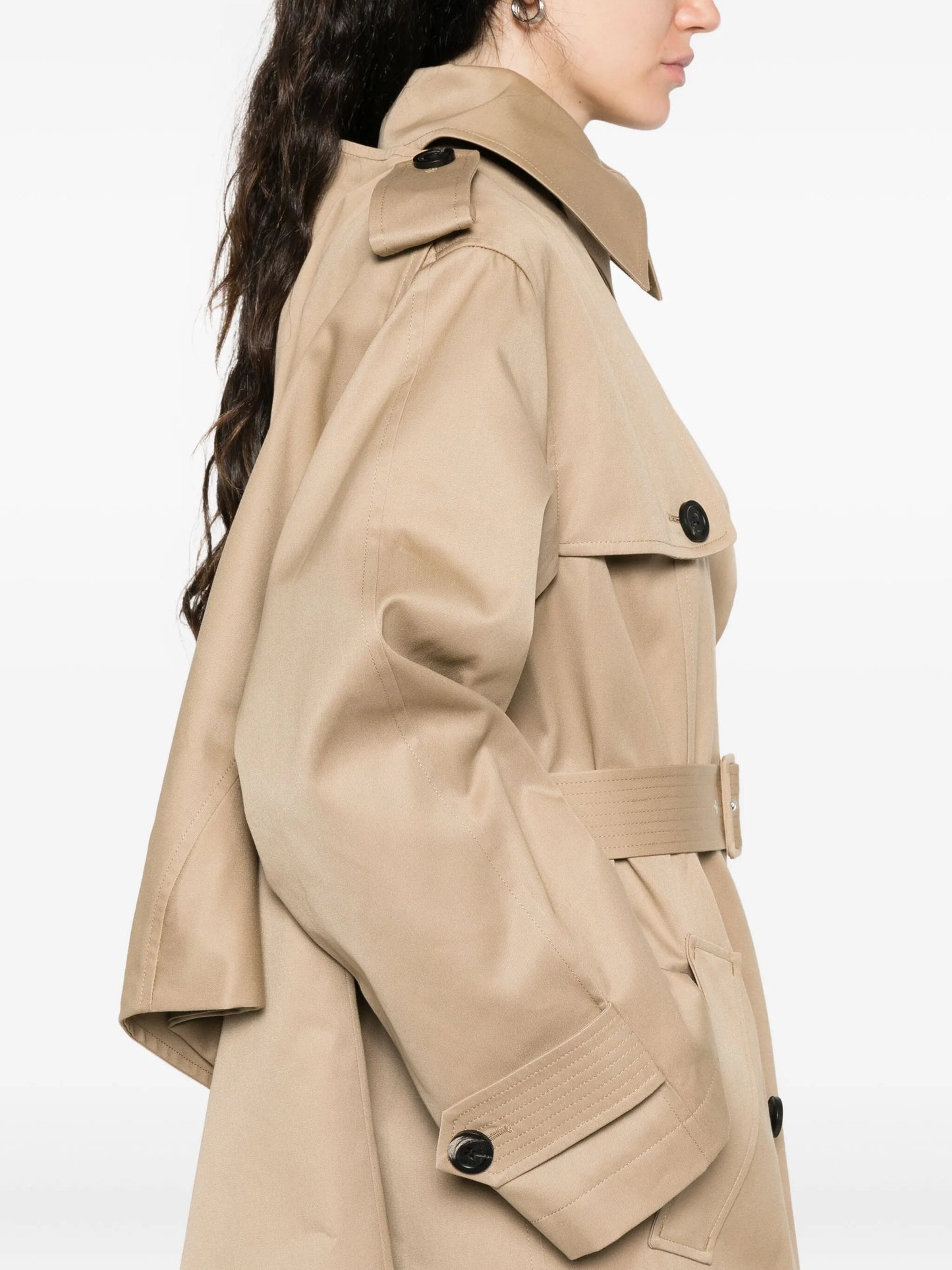 double-breasted belted trench coat