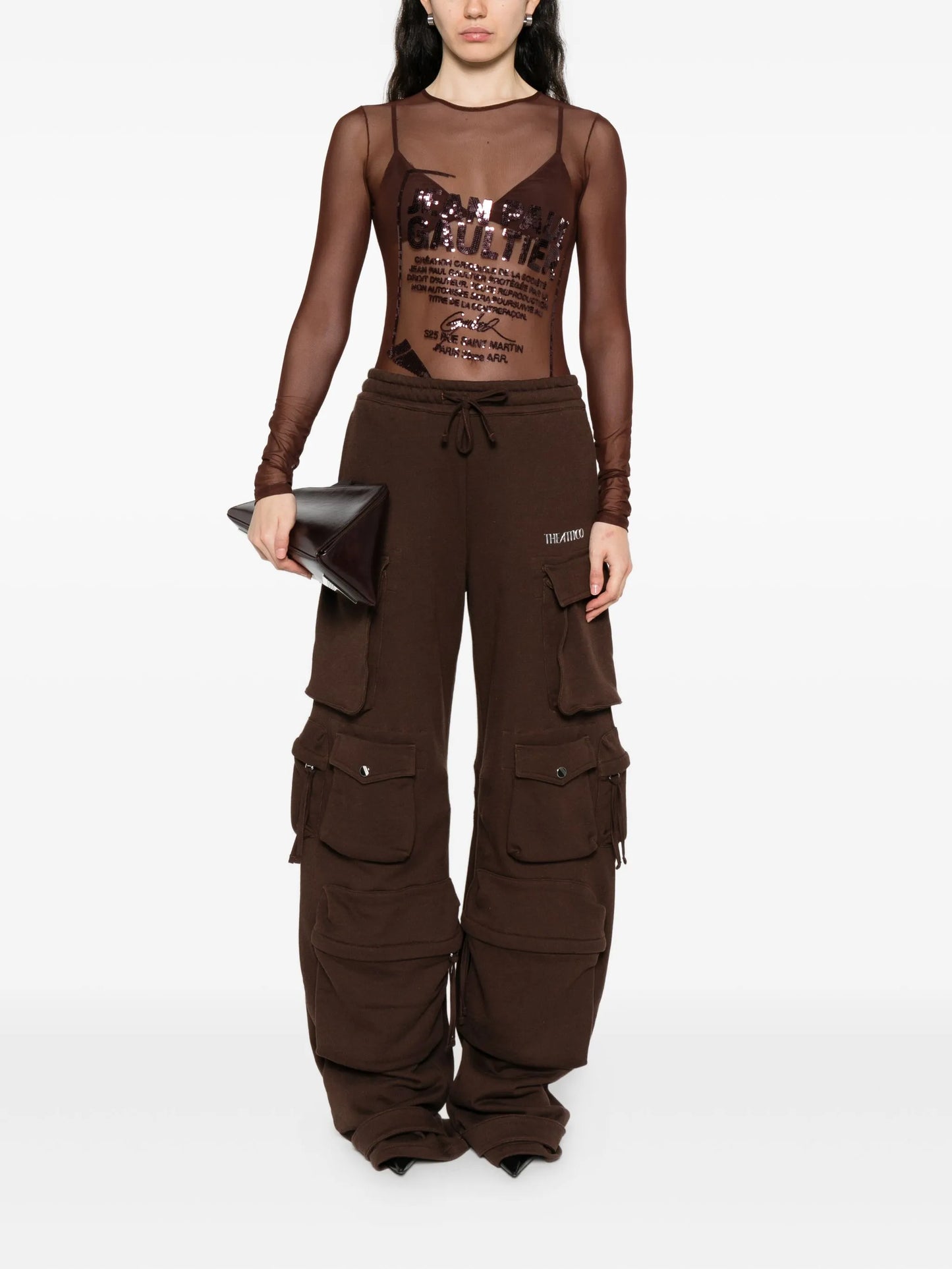 sequin-embellished mesh top