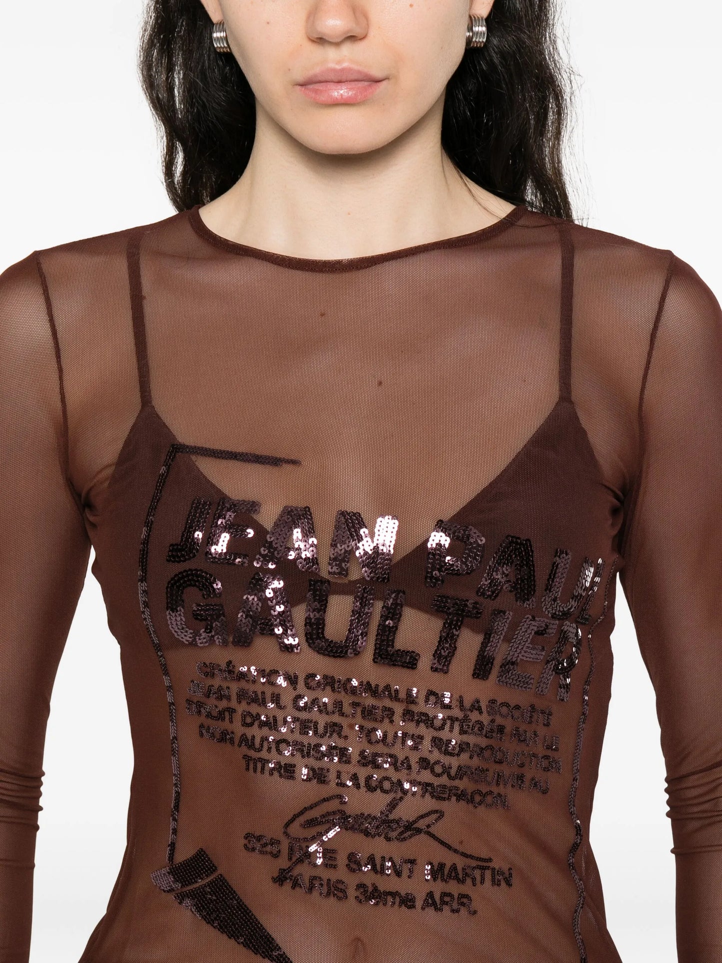 sequin-embellished mesh top