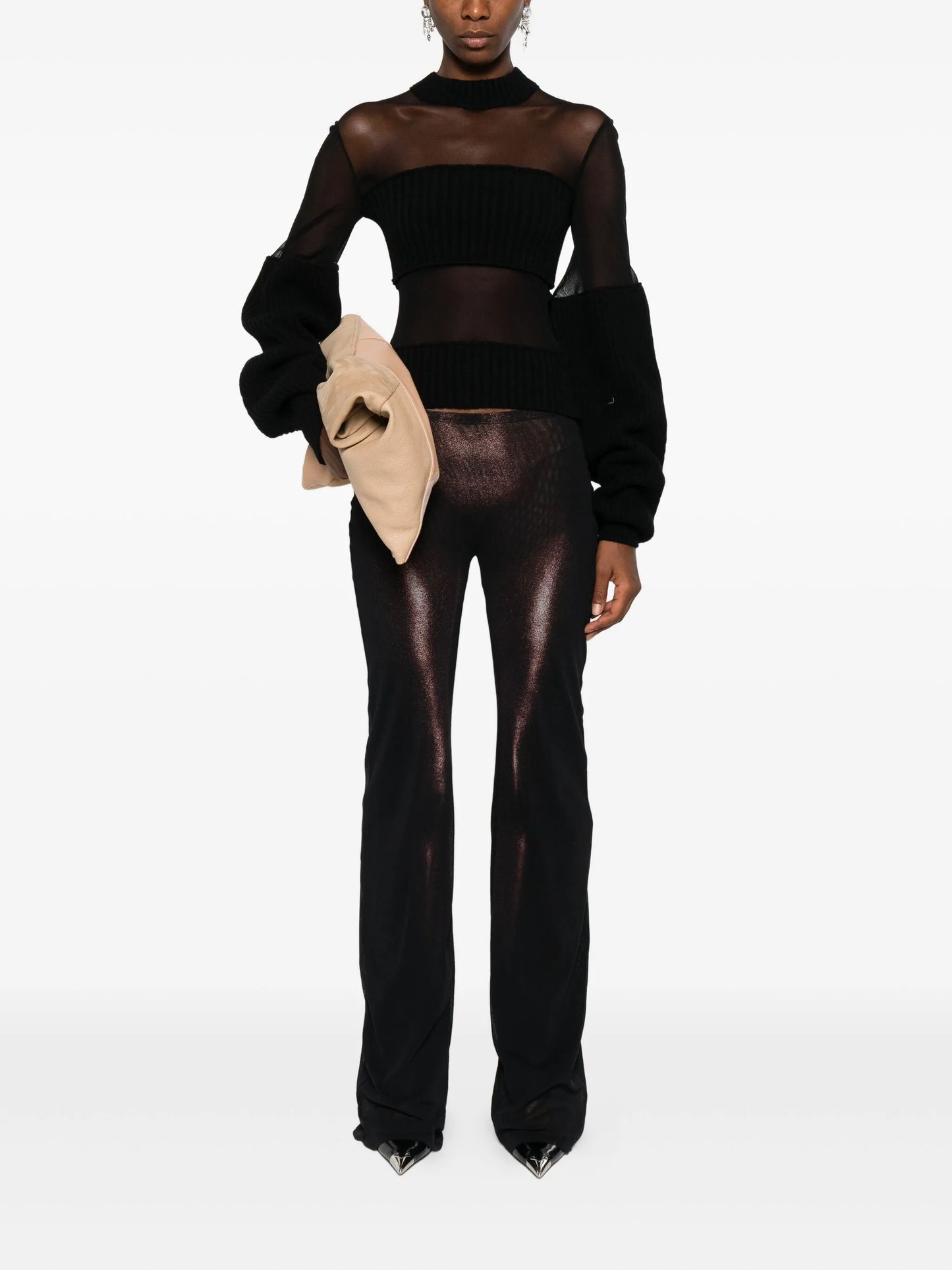 body-print mesh trousers