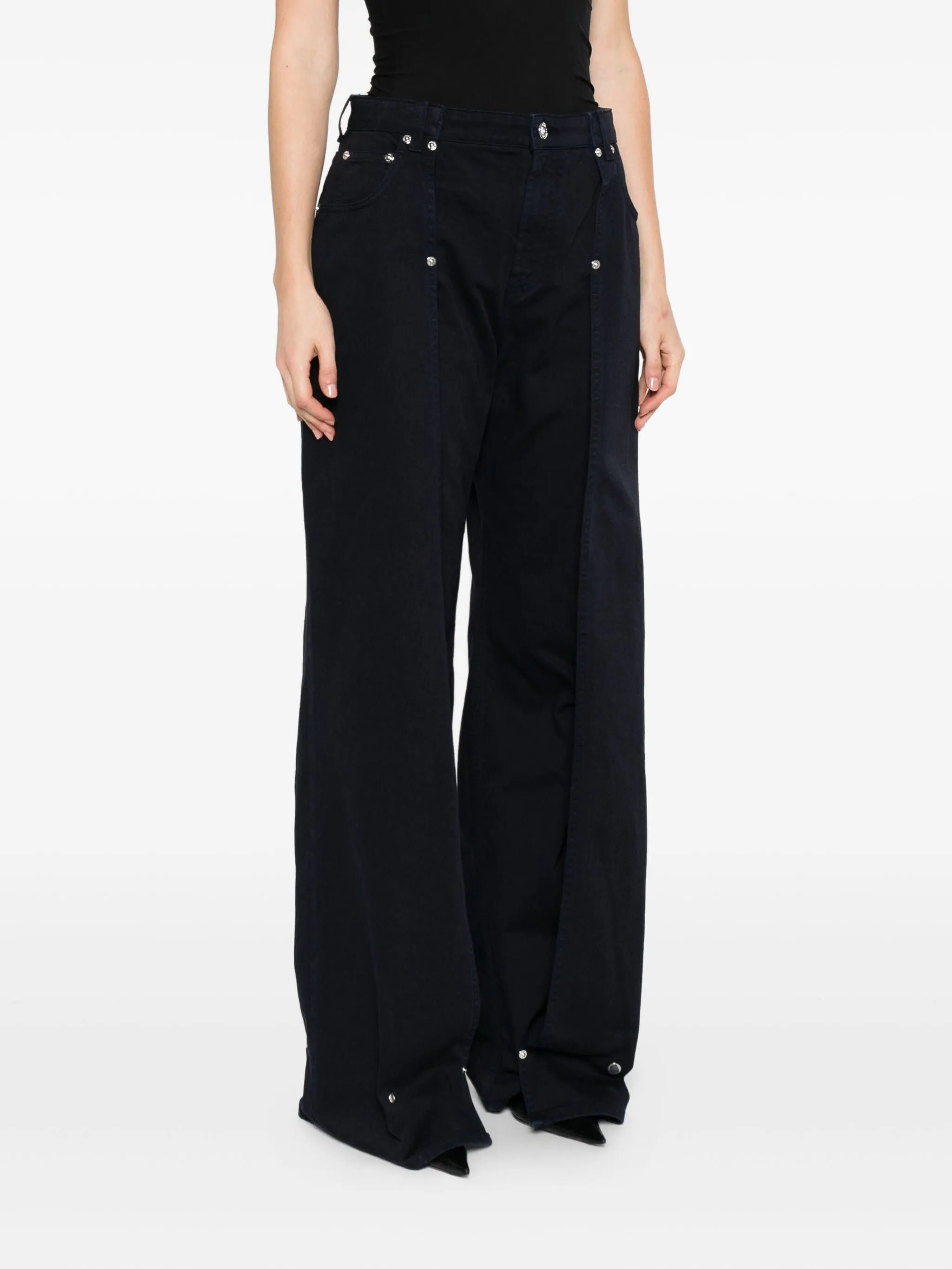 panelled button-fastening jeans