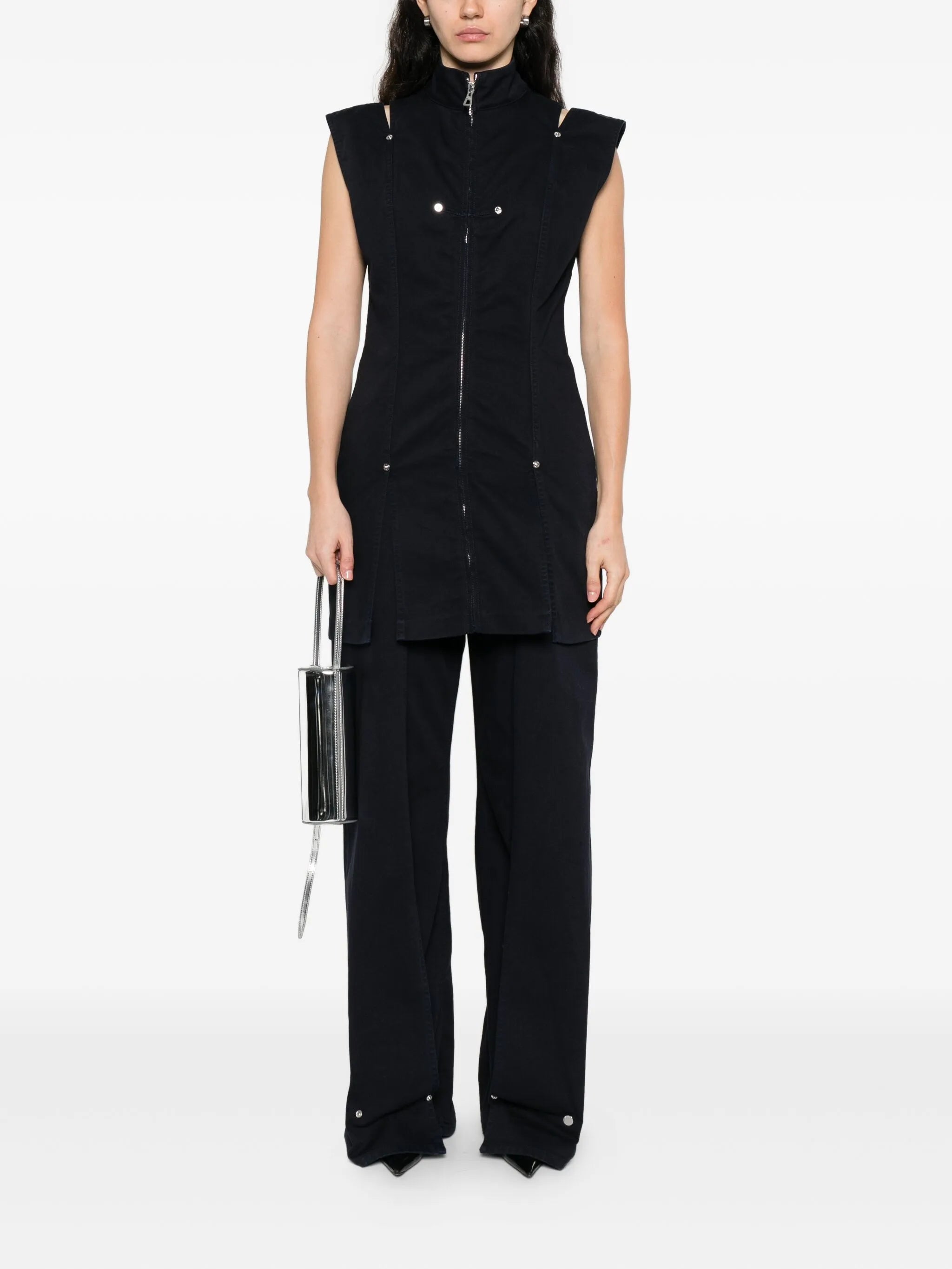 panelled button-fastening jeans