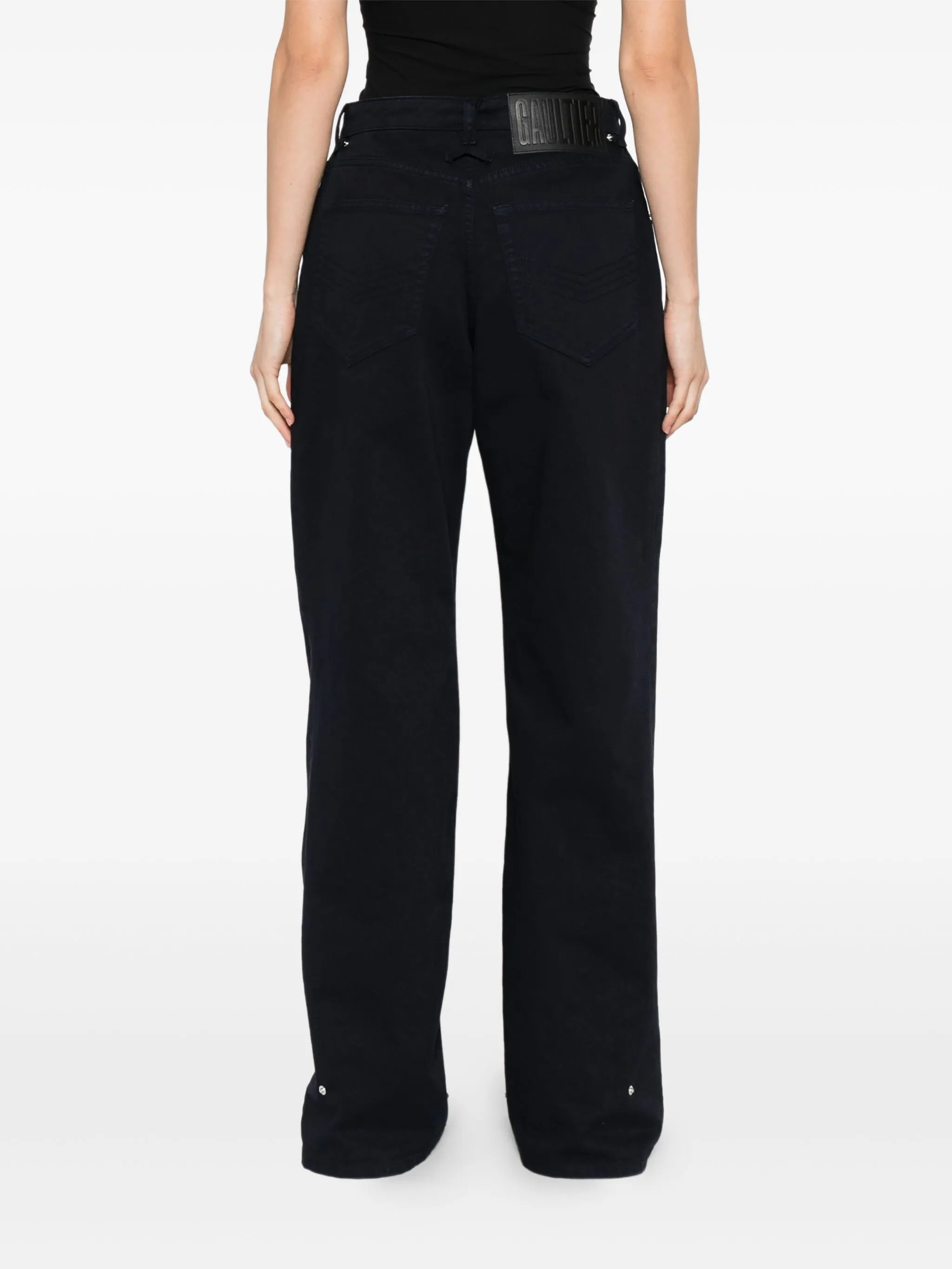 panelled button-fastening jeans