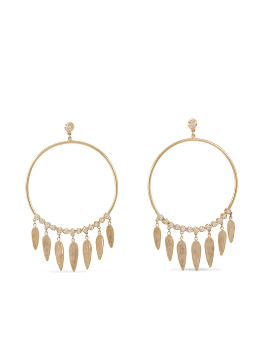 14K yellow gold hoop diamond earrings