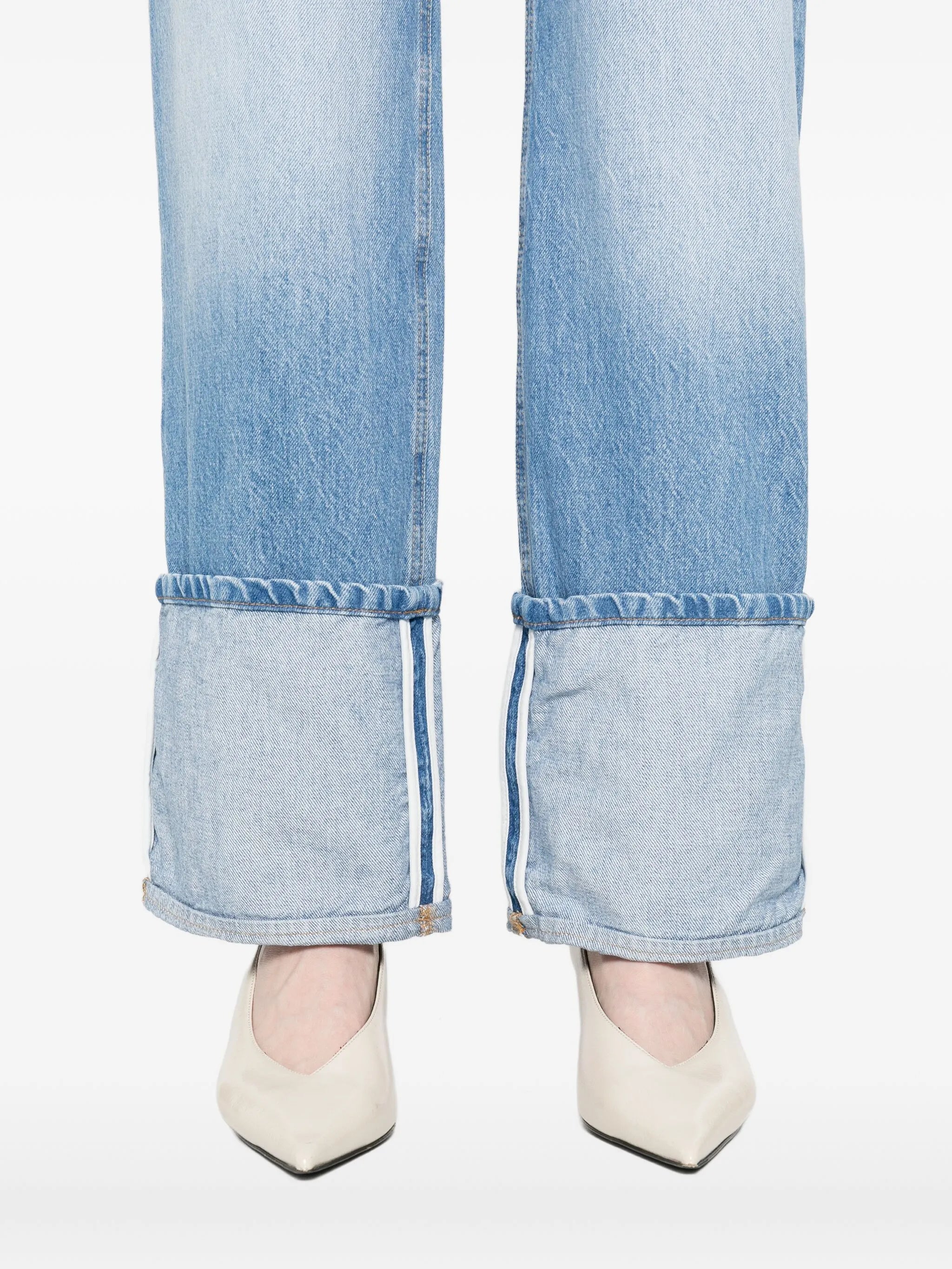 cuffed belted-waistband denim jeans