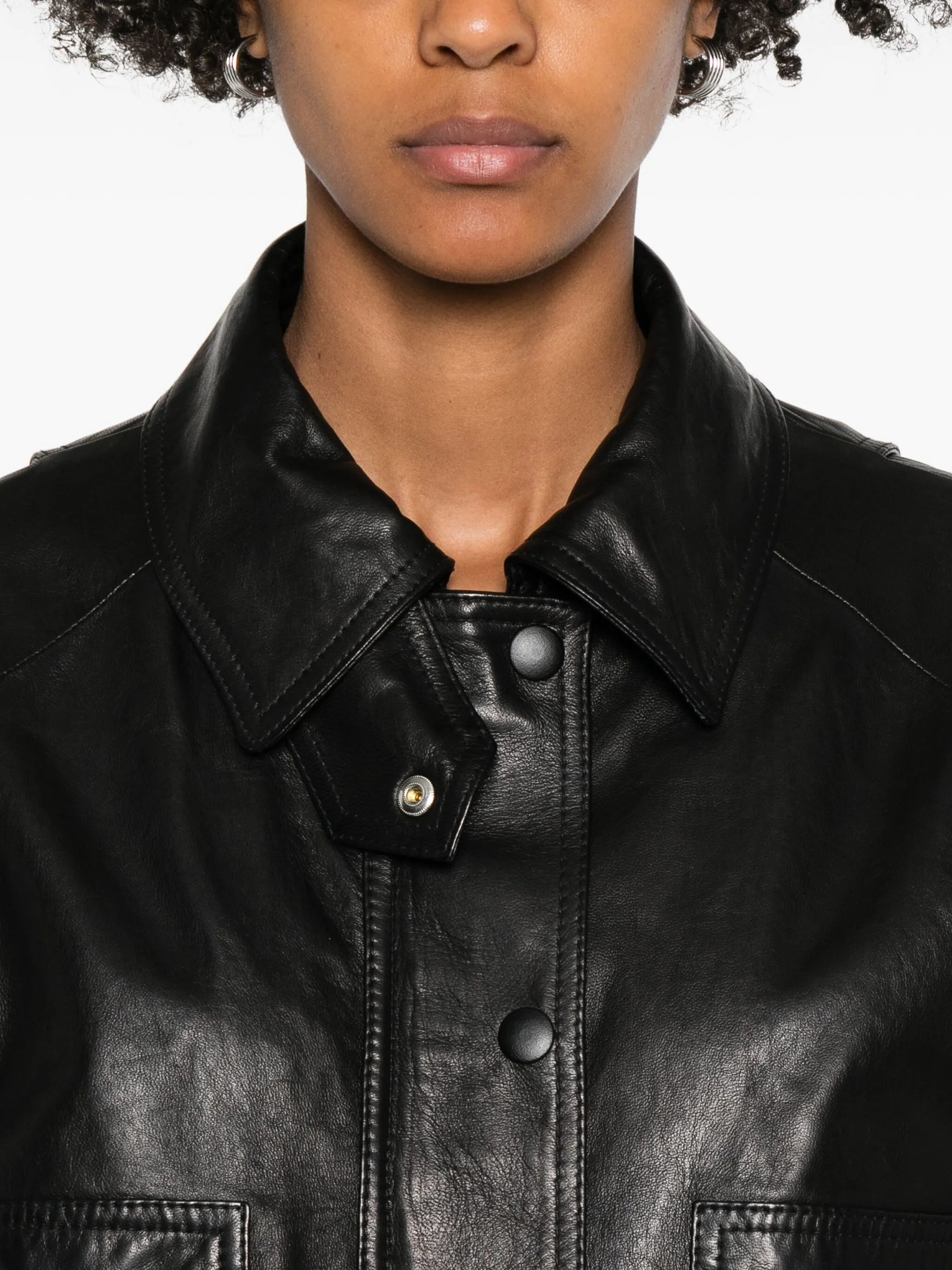 drawcord-hem leather jacket