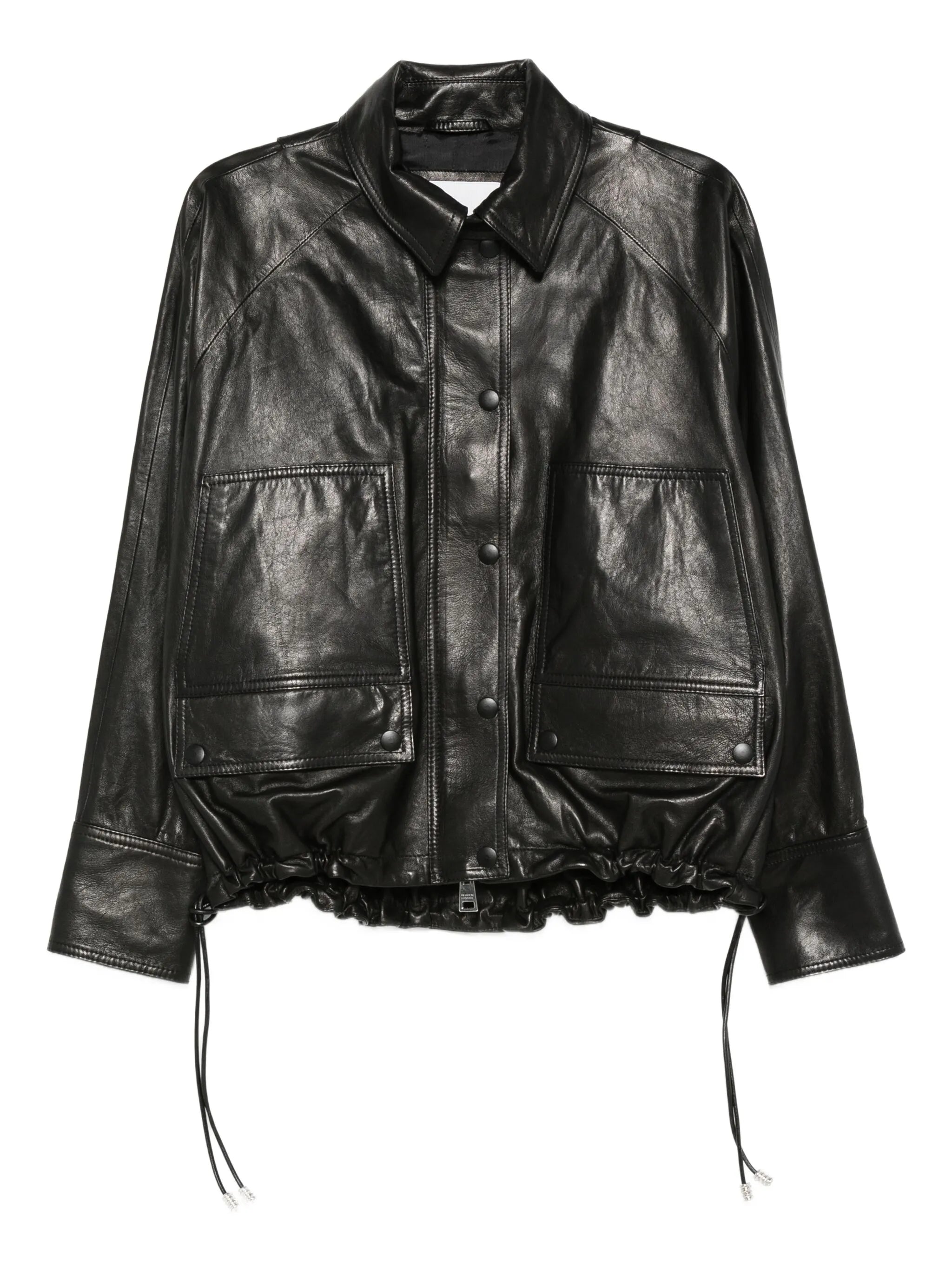 drawcord-hem leather jacket