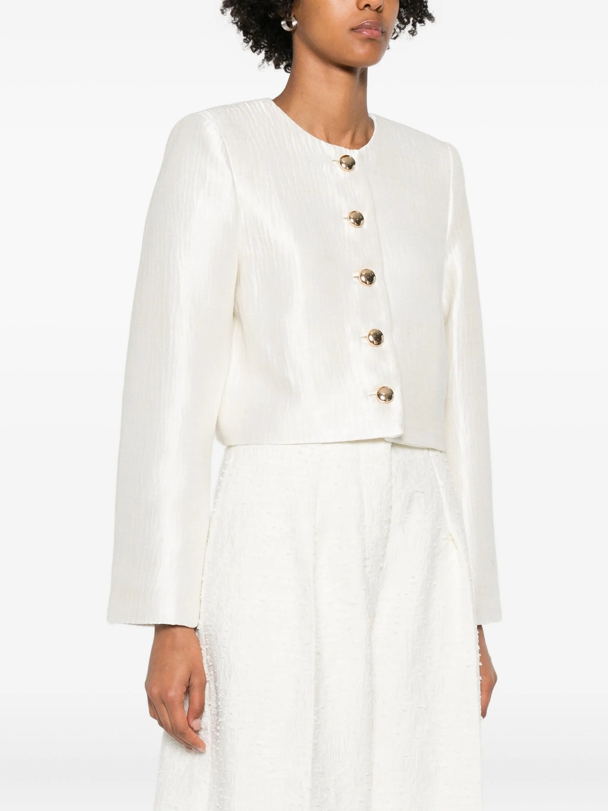 single-breasted silk jacket