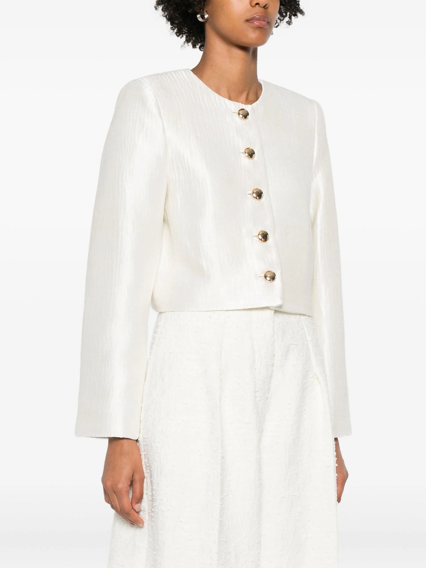 single-breasted silk jacket