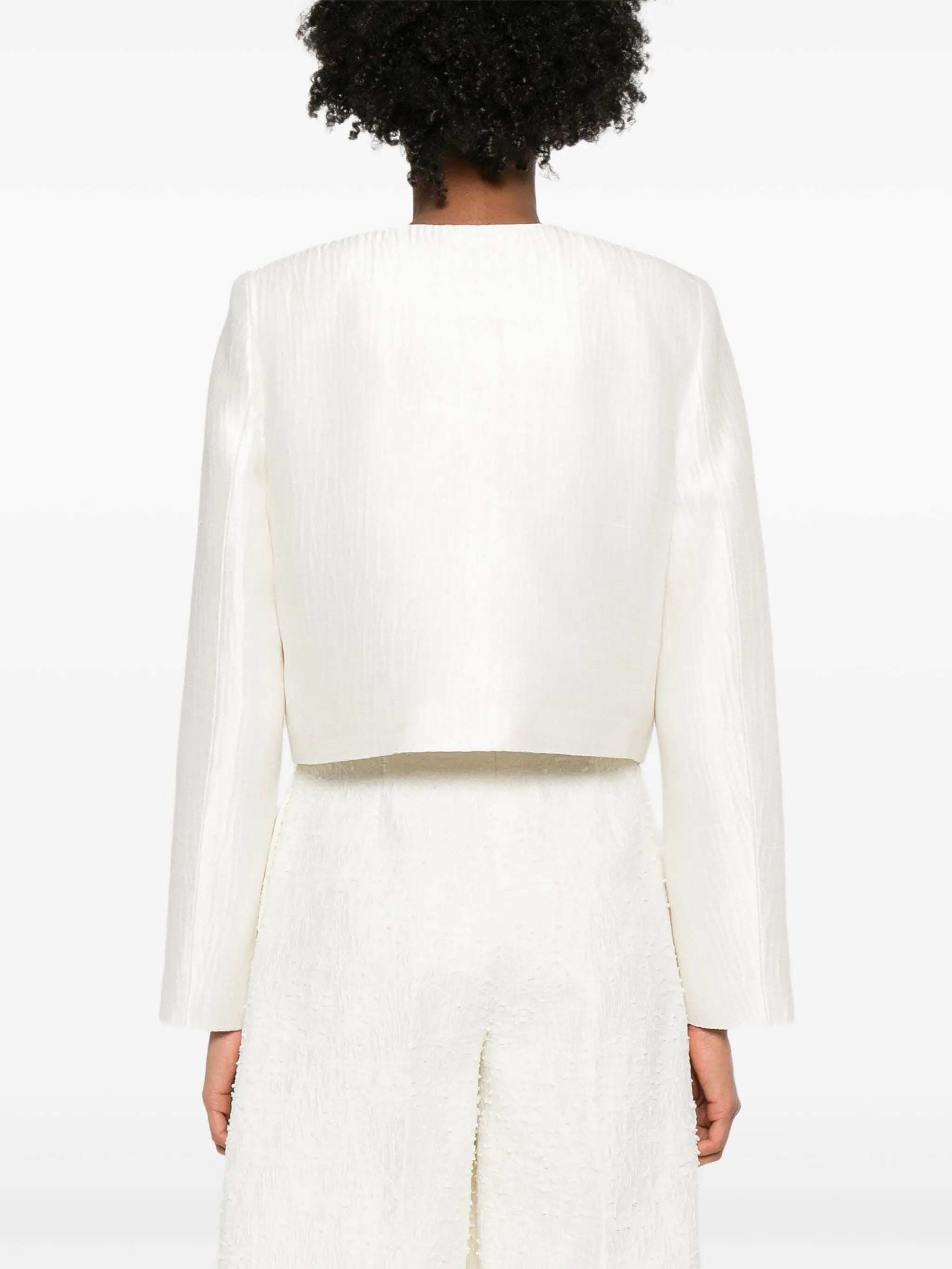 single-breasted silk jacket