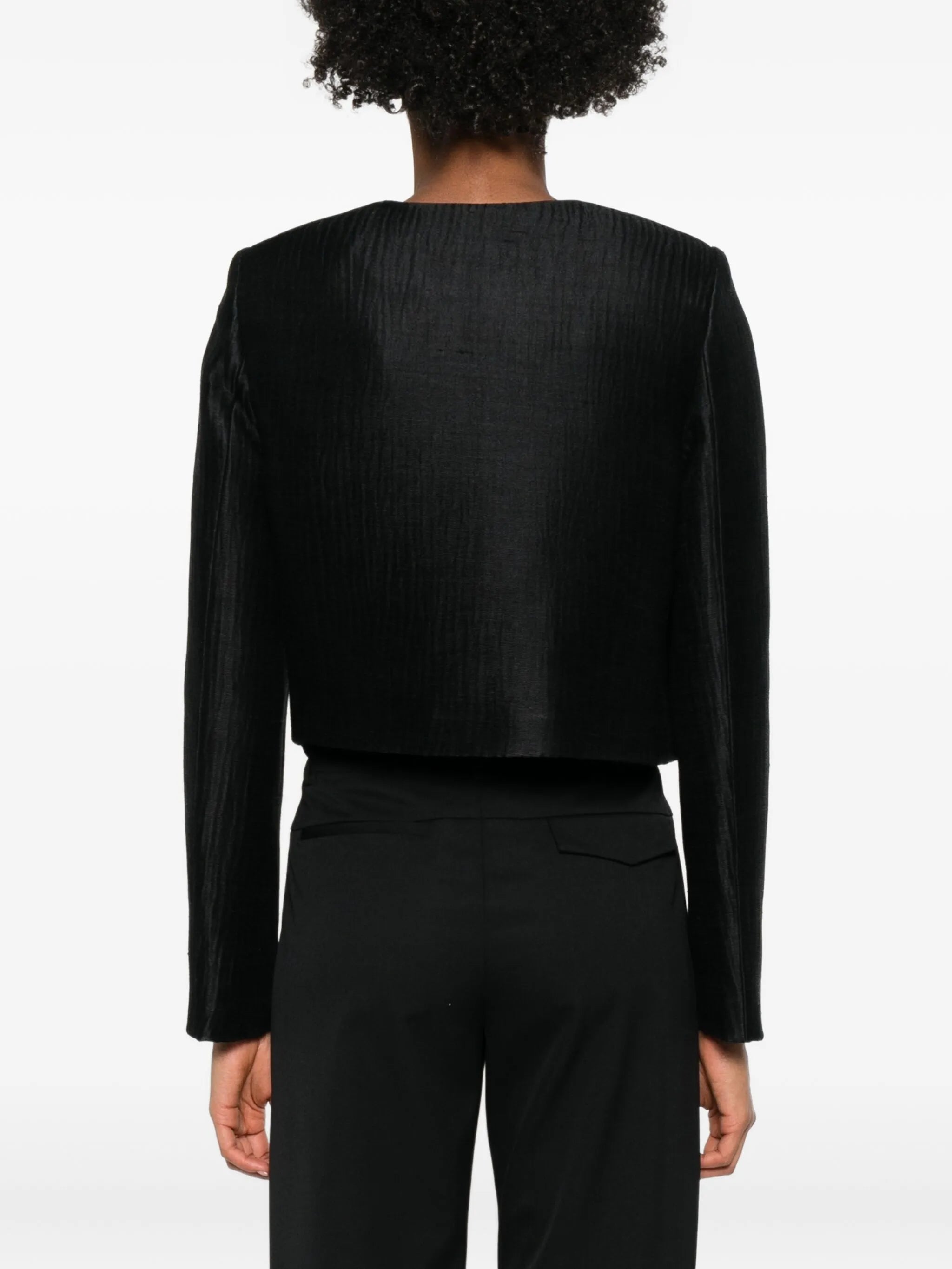 single-breasted button-front jacket