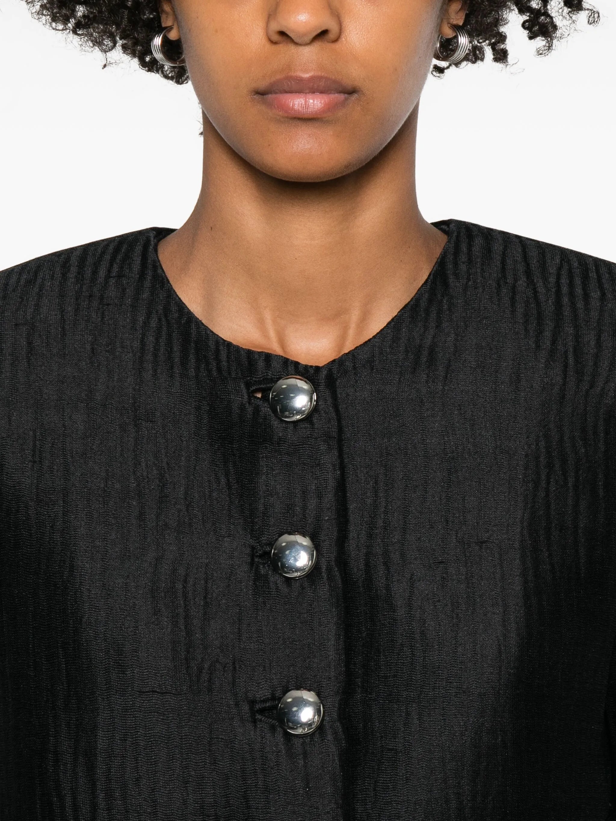 single-breasted button-front jacket