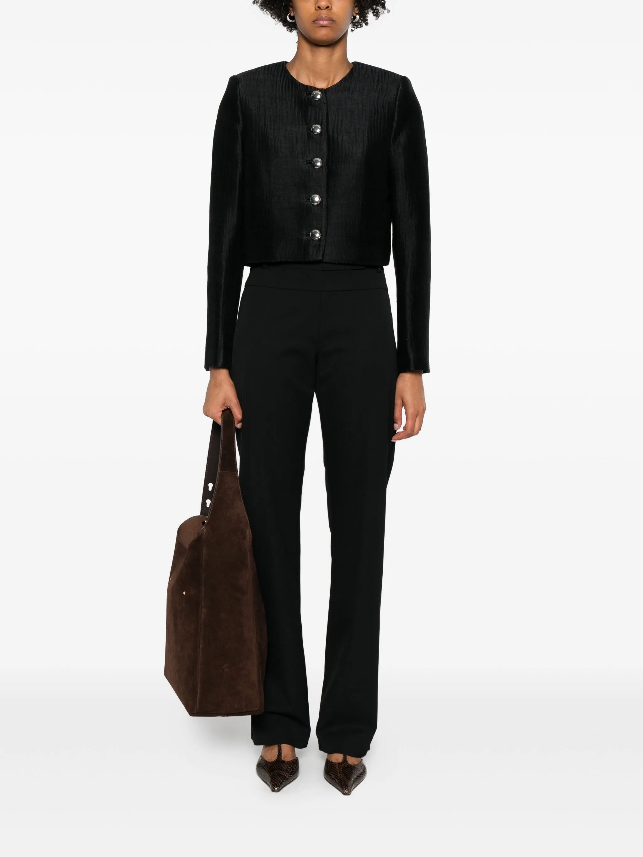 single-breasted button-front jacket
