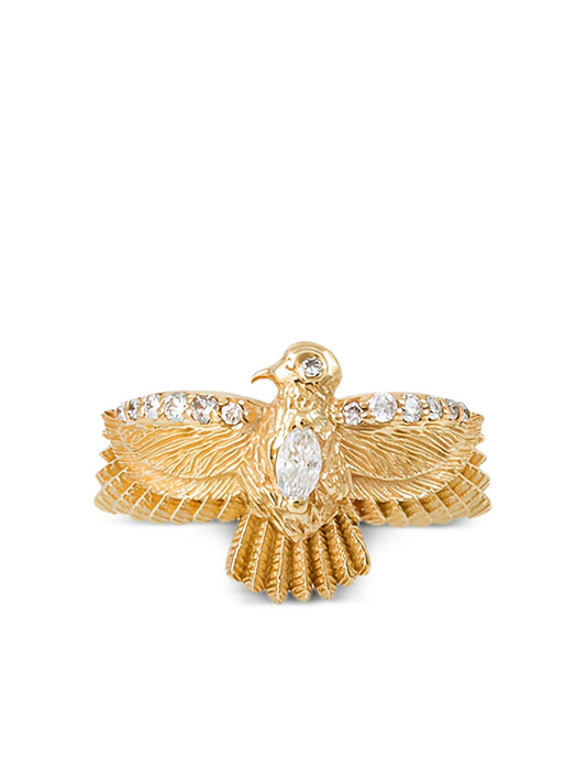 14K yellow gold small Thunderbird diamond ring